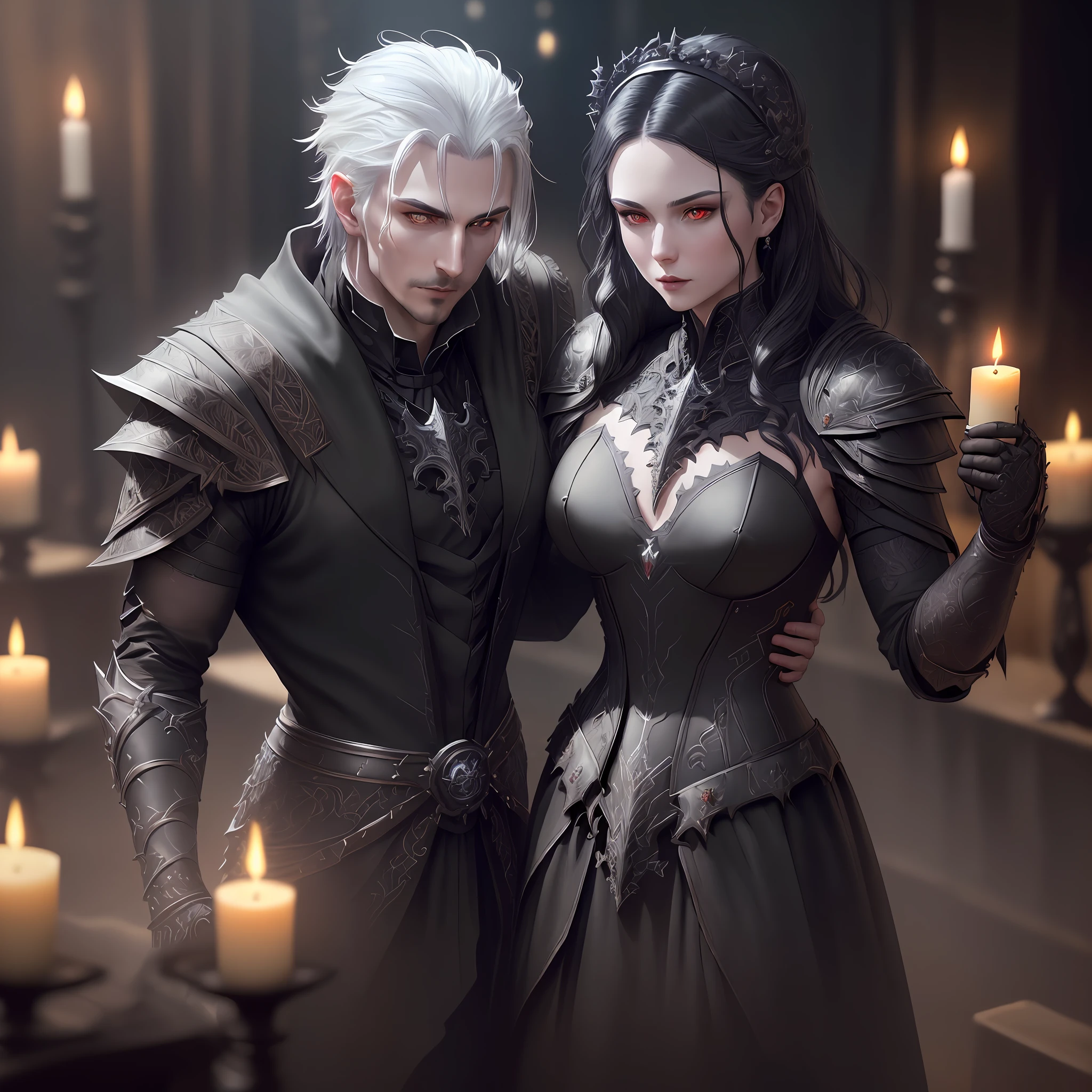 (full torso), style, realistic, ((intricate details)), full torso shot, cold, beautiful lighting, (pale gothic evil king), (male: 2.0), (black hair), (intricate), (engraved skeletal armor)), (intricate sharp obsidian crown), dynamic pose, windblown hair, perfect face, (realistic eyes), round iris, ((red eyes))), perfect, intricate, complex eyes, Helios 44-2, ((dark gothic background)), (candlelight), whirlpool bokeh,  Trend at Artstation, Sharp focus, Studio photo, Intricate details, Highly detailed, sharp, DND character, (((Oil on canvas)), Perfect lighting, Masterpiece, Detailed background, Art by Artgerm and Greg Rutkowski, Cinematic lighting, 8K, Goatee,