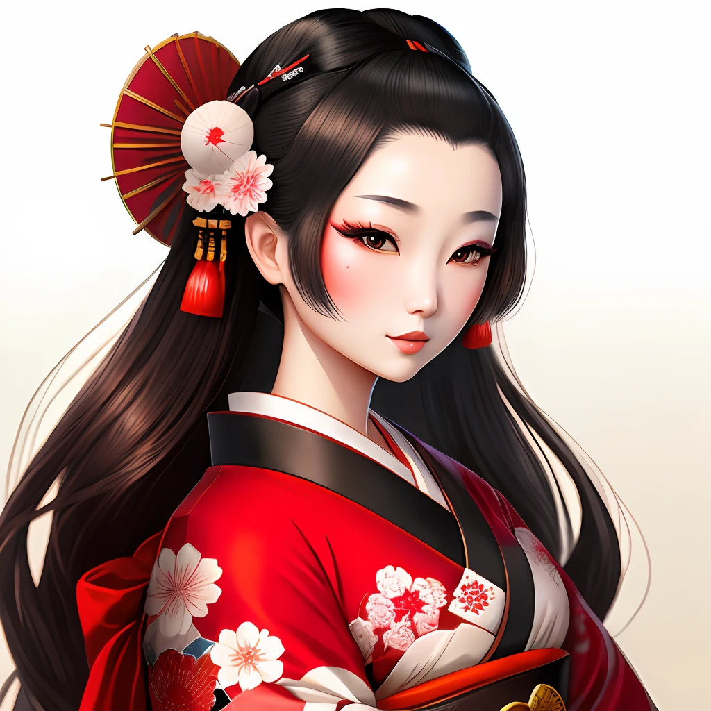 Japanese geisha, front avatar, beauty, kimono, red