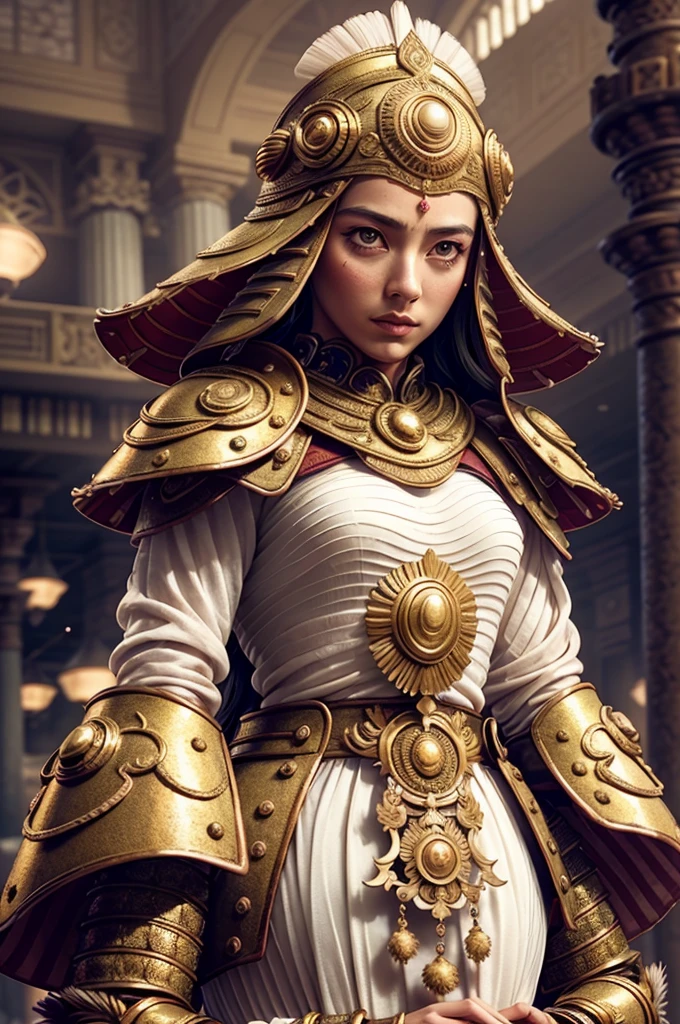 (Masterpiece:1.2), best quality, (illustration:1.2), (ultra-detailed),Eye focus,(Masterfully crafted Glow, pink lens flare), (Cinematic background), hyper details, (delicate detailed), (intricate details), octane render, hdr, (hyperdetailed:1.15), (soft light:1.2), extremely beautiful girl,(supermodel:1.3), woman made up from paint, entirely paint, splat, splash, (long dark hair:1.1),(glowing eyes), ((makeup)),(Cinematic masterpiece), delicate, powerful, splashes of colour absolutely eye-catching, (Cinematic headlight), ((caustic)), dynamic angle, beautiful detailed glow, ambient occlusion, ambient light, raytraced reflections,(best illumination, an extremely delicate and beautiful), ((cinematic light)), (soft:2), vibrant, high contrast, backlighting, big breast, intricate detailed eaba, red cape, spear, golden helm