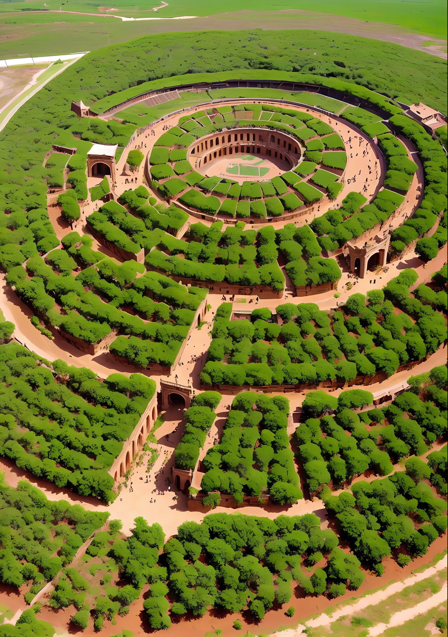anthill that looks like a coloseum with gladiator ants