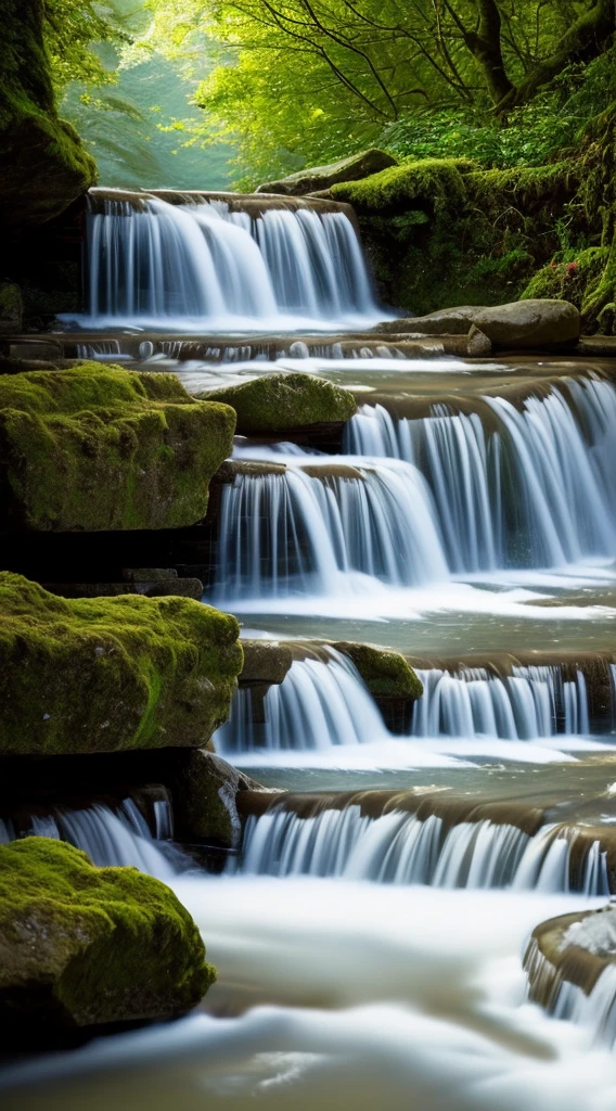 (Best quality) Waterfall bath, Nature, God, 4k, cinematic light, man, realistic