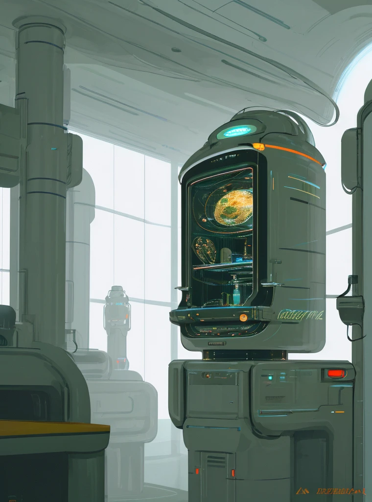 Futuristic retro computer in a post apkalyptic environment, cinema environment, very high quality image, extremely detailed, very high resolution, hd, 8k.