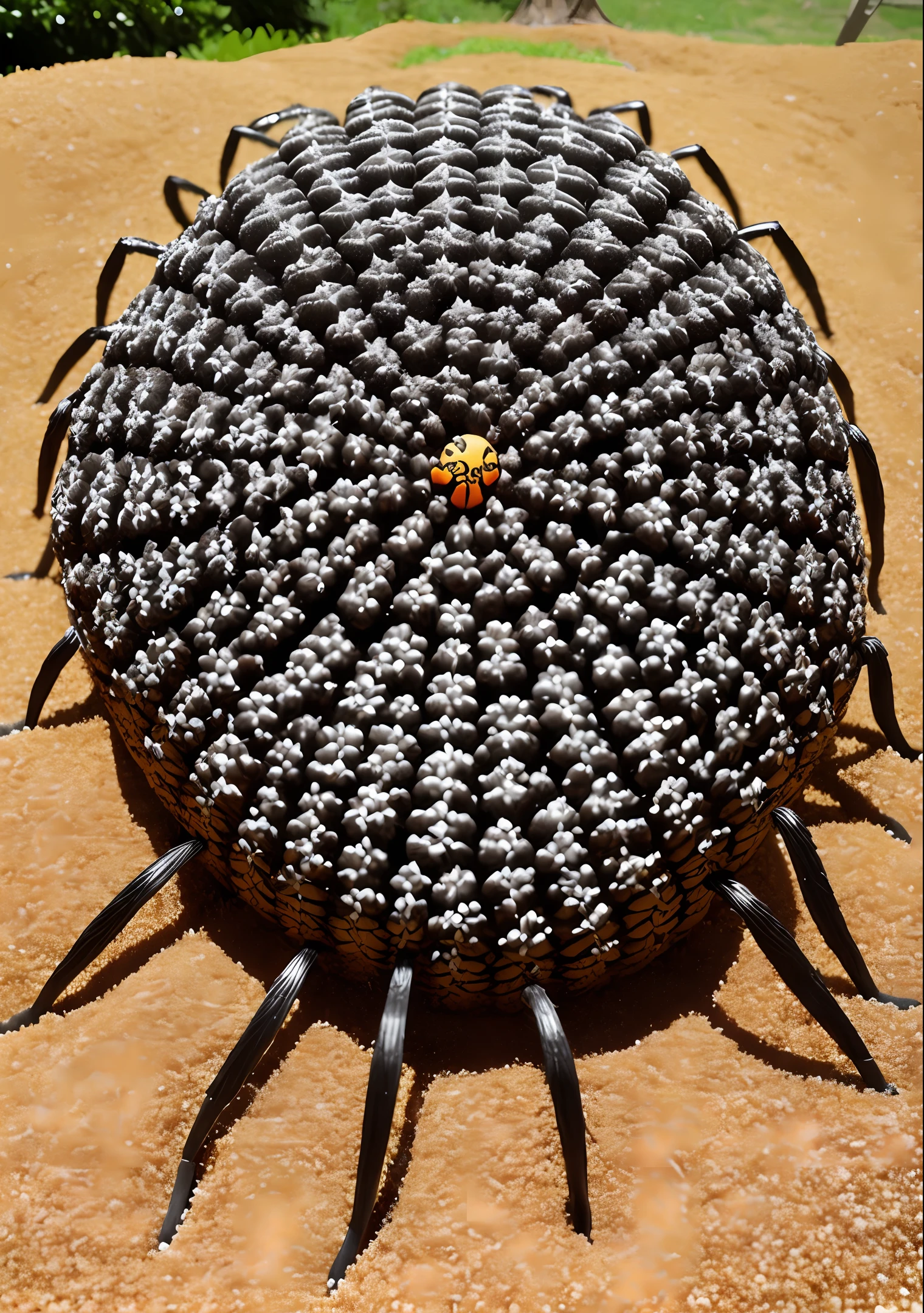Anthill made of sugar skulls, giant spider, webs, dark