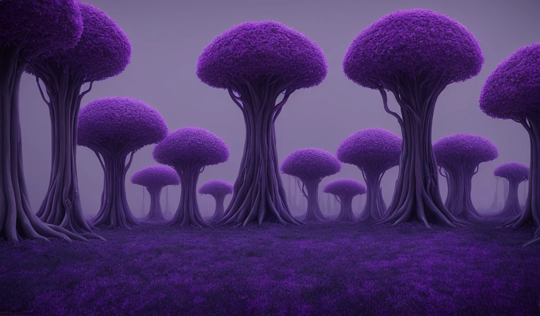 purple trees in a field with a dark sky in the background, fantasy magical vegetation, matte painting arcane dota pixar, alien forest in background, fantasy forest environment, strange alien forest, fantasy style 8 k octane render, weird alien trees, alien trees, purple trees, magical forest in the background, enchanted magical fantasy forest, fantasy 3 d render, stunning arcanum backdrop, weird alien trees, alien trees, purple trees