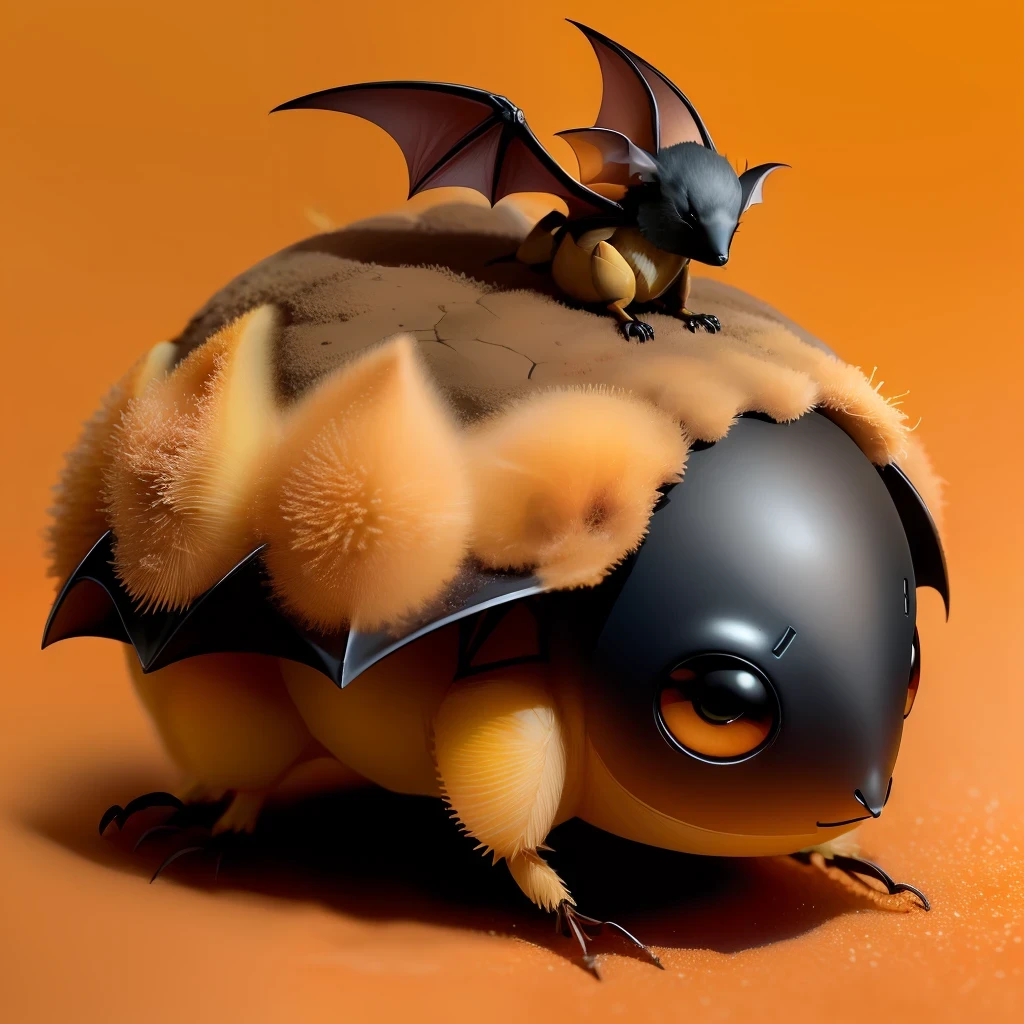 small anthill with beautiful design and a small cute bat on top of it sleeping, realistic