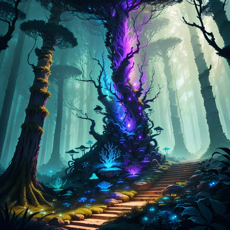 Anthill fantasy, purple, ants around