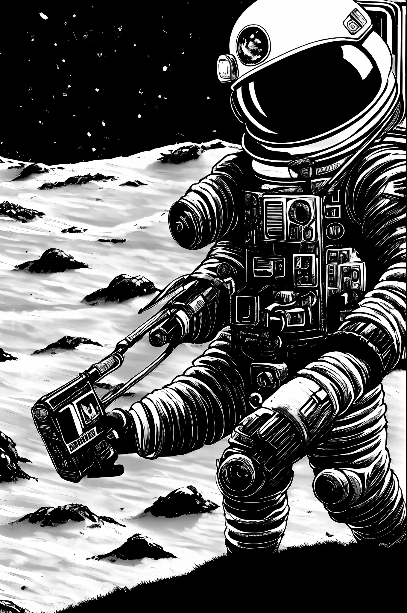 (TheOldShadowrunStyles:1.0) astronaut on the moon