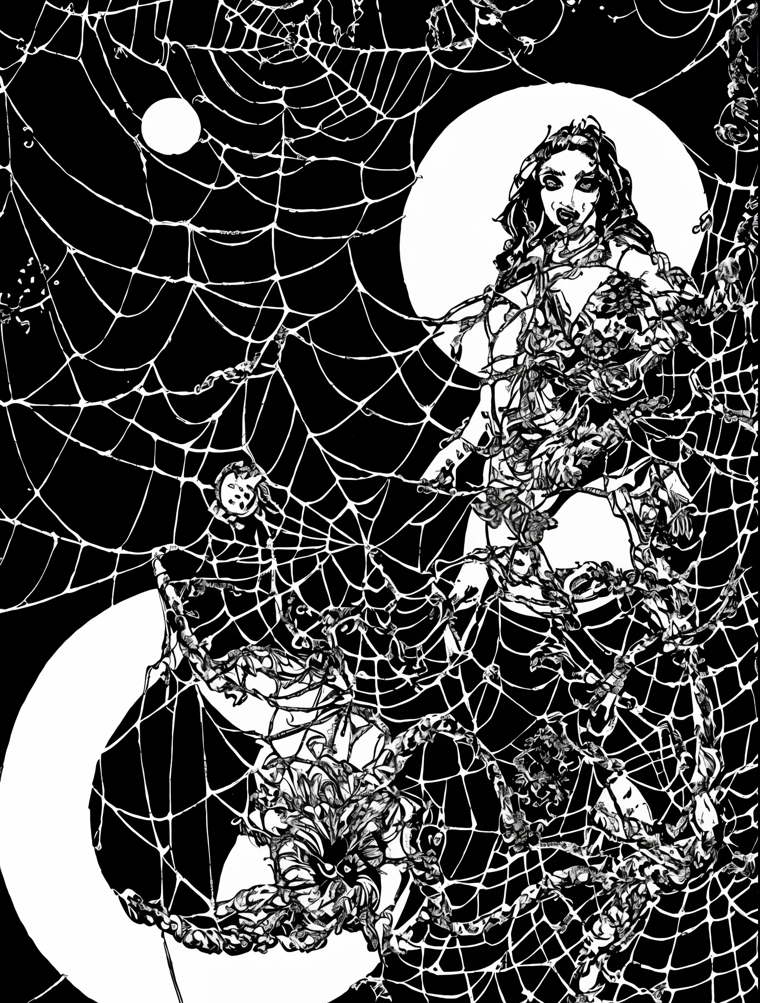 TheOldShadowrunStyles Cosmic spider goddess holding a planet in her web
