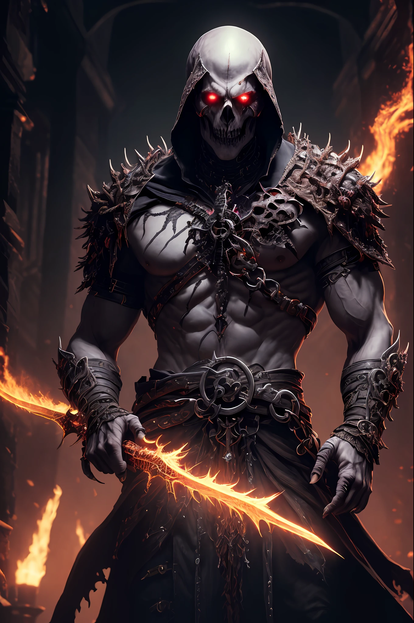 (extremely detailed 8k wallpaper), a medium shot photo of a fearful necromancer, intricate, high detail, dramatic