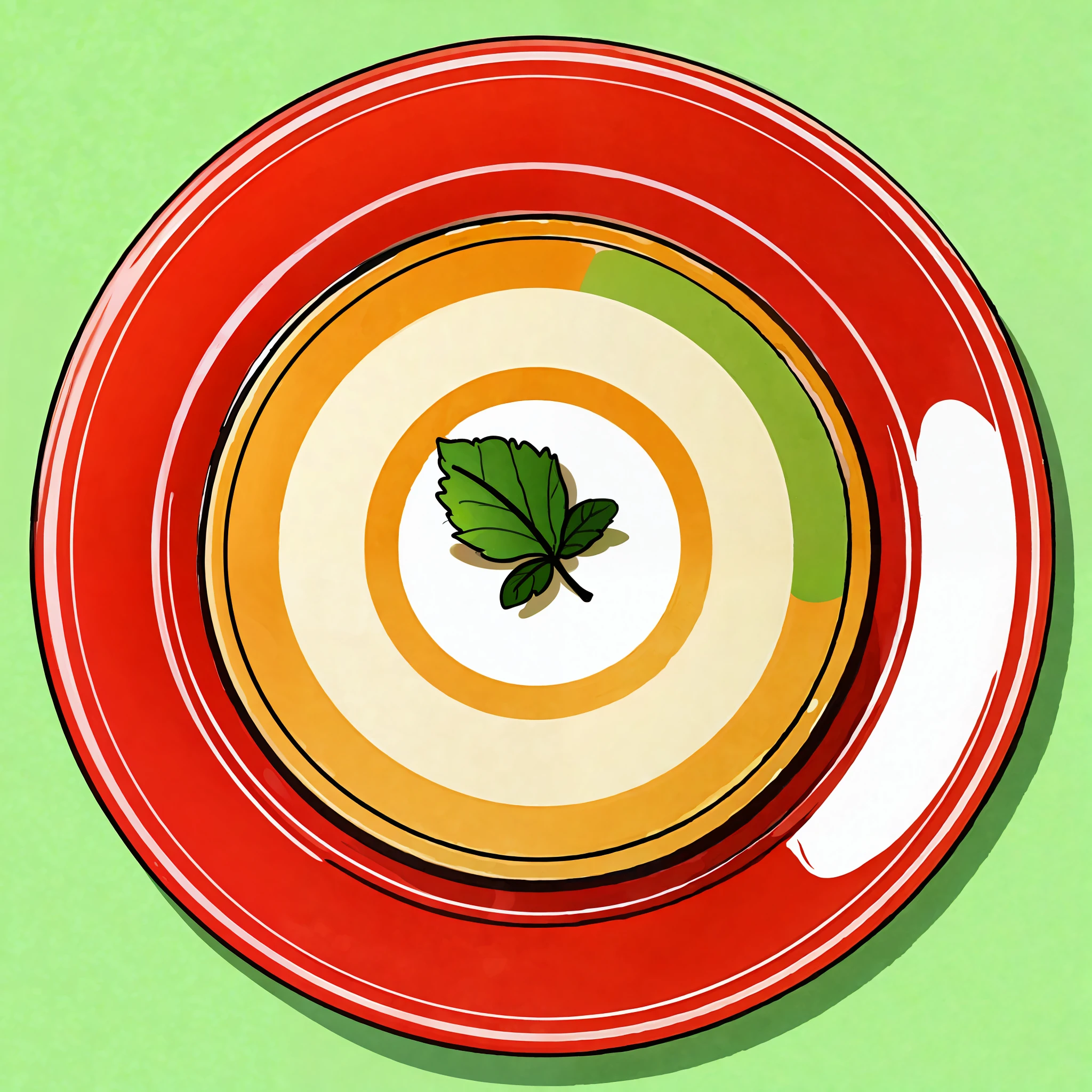 there is a plate with a leaf on it on a green background, on a plate, offering a plate of food, amazing food illustration, served on a plate, avatar image, dish, wikihow illustration, bowl filled with food, pan and plates, plate, green steam rising from soup, wikihow, food advertisement, vinesauce, anime food