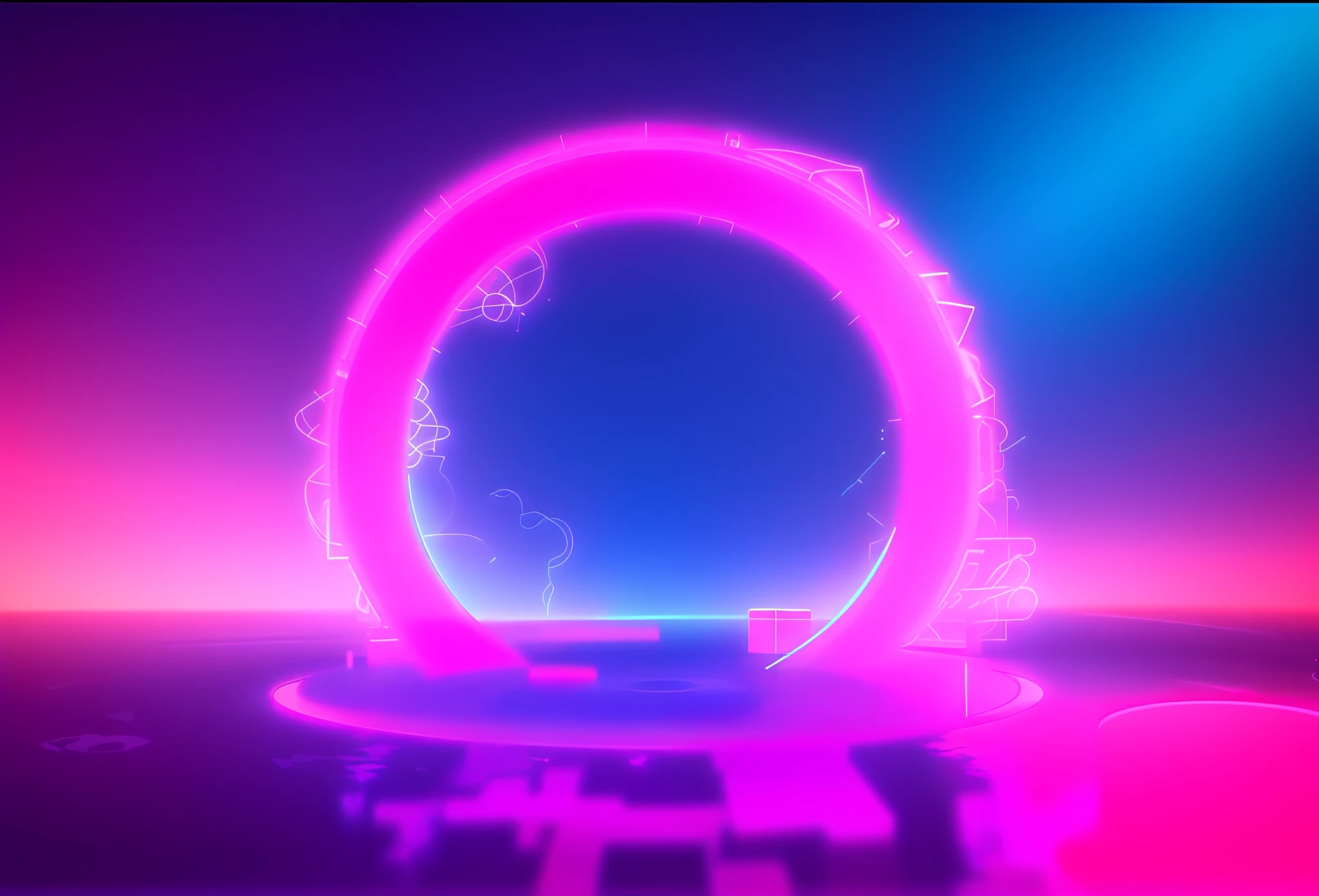 There is a circular object with a light in the middle, neon lights in the background, neon white light, white neon light, infinite quantum portal, ( ( ( synthwave ) ), aura hd, made of neon light, neon ambient lighting, halo luminous, neon lights in the background, spirits coming out of the portal, vaporwave lights, vaporwave lighting better quality, make the arc have a white glow