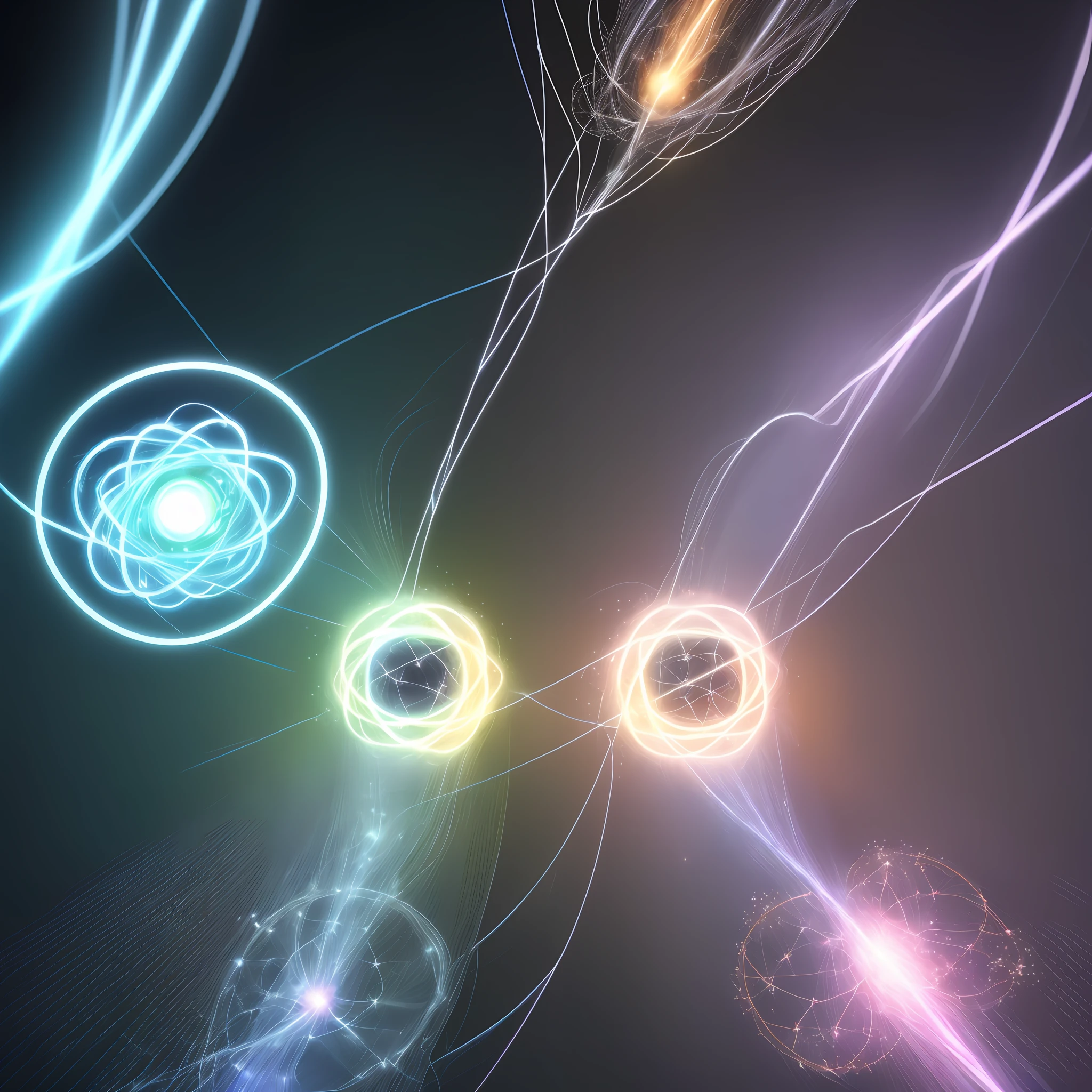 a close up of a bunch of lights that are on a black surface, quantum particles, electrons, cosmic energy wires, atoms colliding, electric aura with particles, particle physics, glowing particles, light particles, particles, protons, energy pulses, physical particles, particles light, glowing - thin - wires, photons, electric arcs