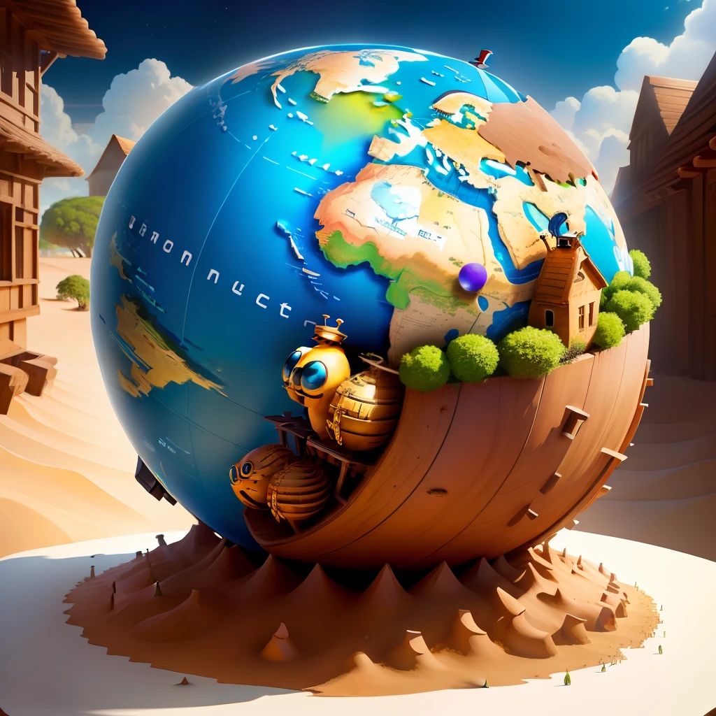 detailed, high quality, globe made into an anthill in the style of pixar