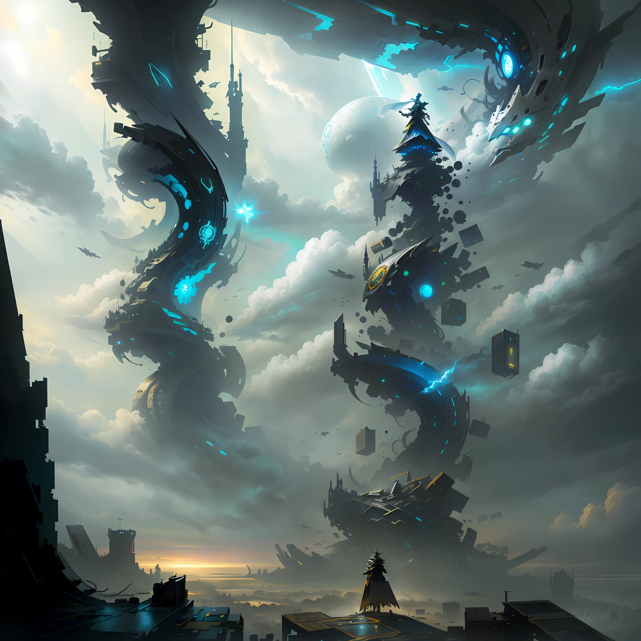 Flying futuristic anthill