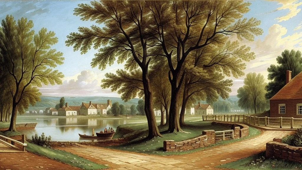 Storybook Illustration, ancient town byy John Constable