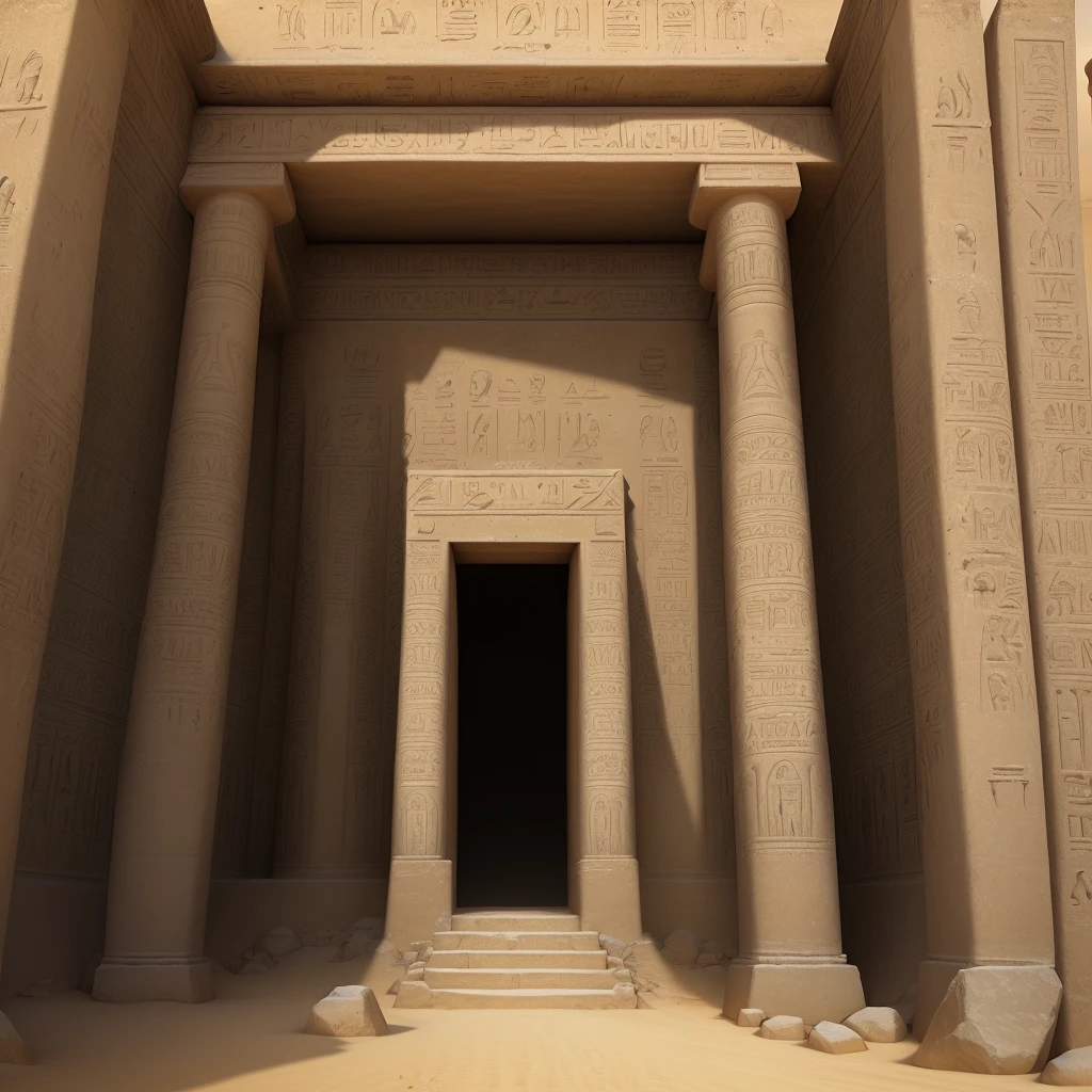 An ancient Egyptian temple abandoned half buried in the sand