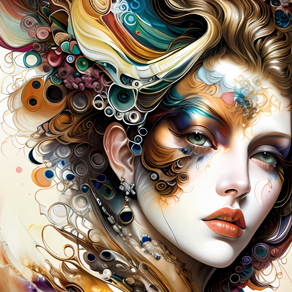 photo (FractalWoman style:1) a close up of a painting of a woman's face