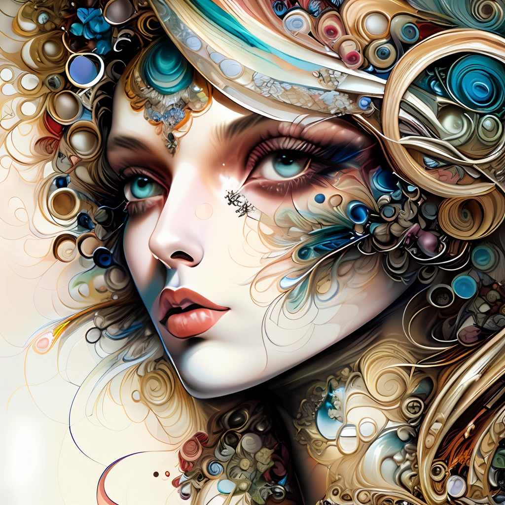 photo (FractalWoman style:1) a close up of a painting of a woman's face