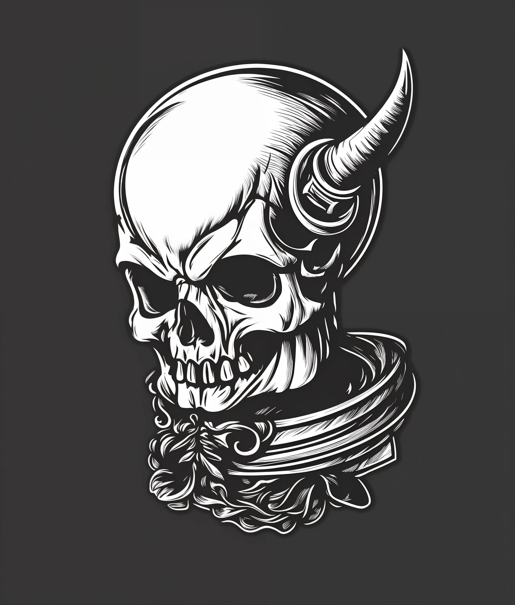 Skull, vintage style, (T-shirt design), realistic volumetric light of masterpiece