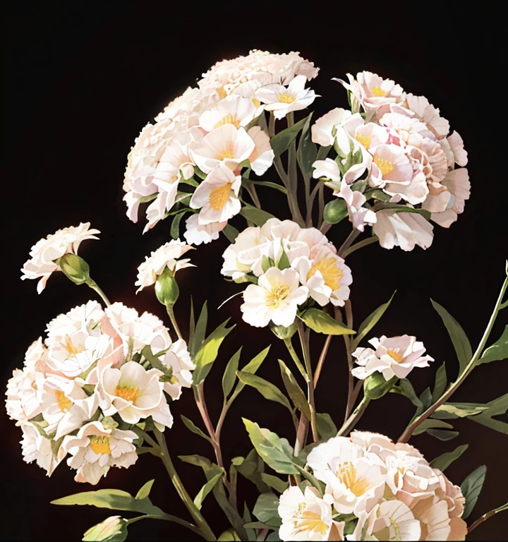 a close up of a bouquet of flowers on a black background, floral flowers colorful, magical colorful flowers, colorful flowers, brightly colored flowers, with colorful flowers and plants, with colored flowers, strong and vibrant colors, rich flower colors, floral motives, in style of digital illustration, vibrant and rich colors, colourful flowers, colored flowers, details and vivid colors