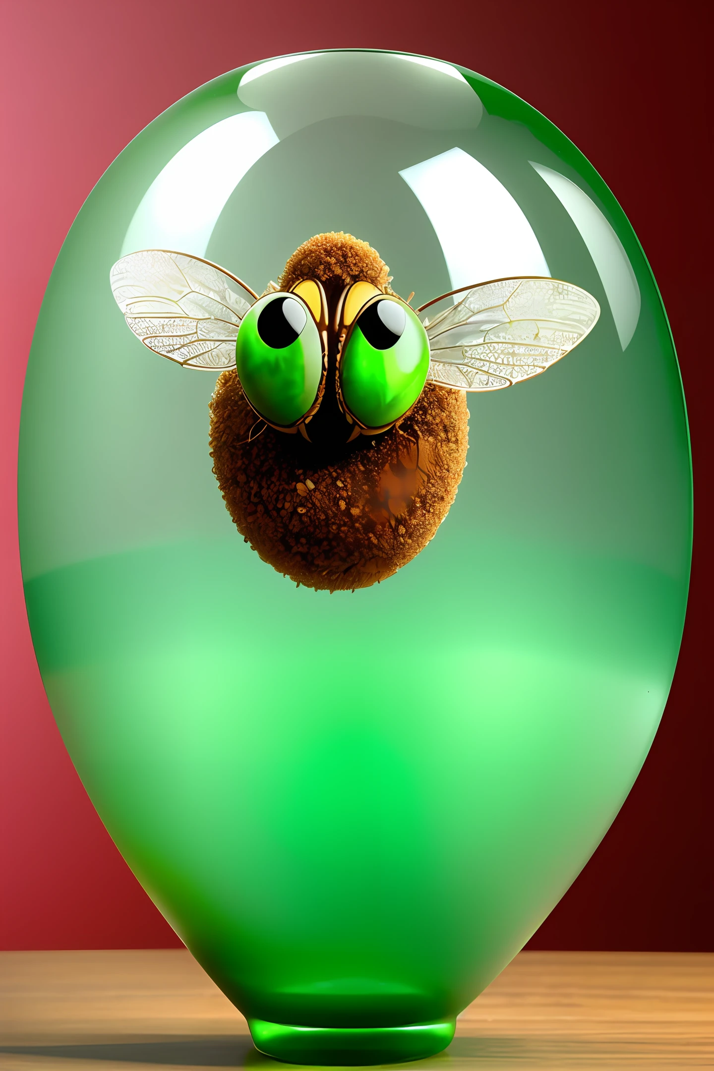 anthill made into a giant glass fly with jade gems as eyes hyperrealism