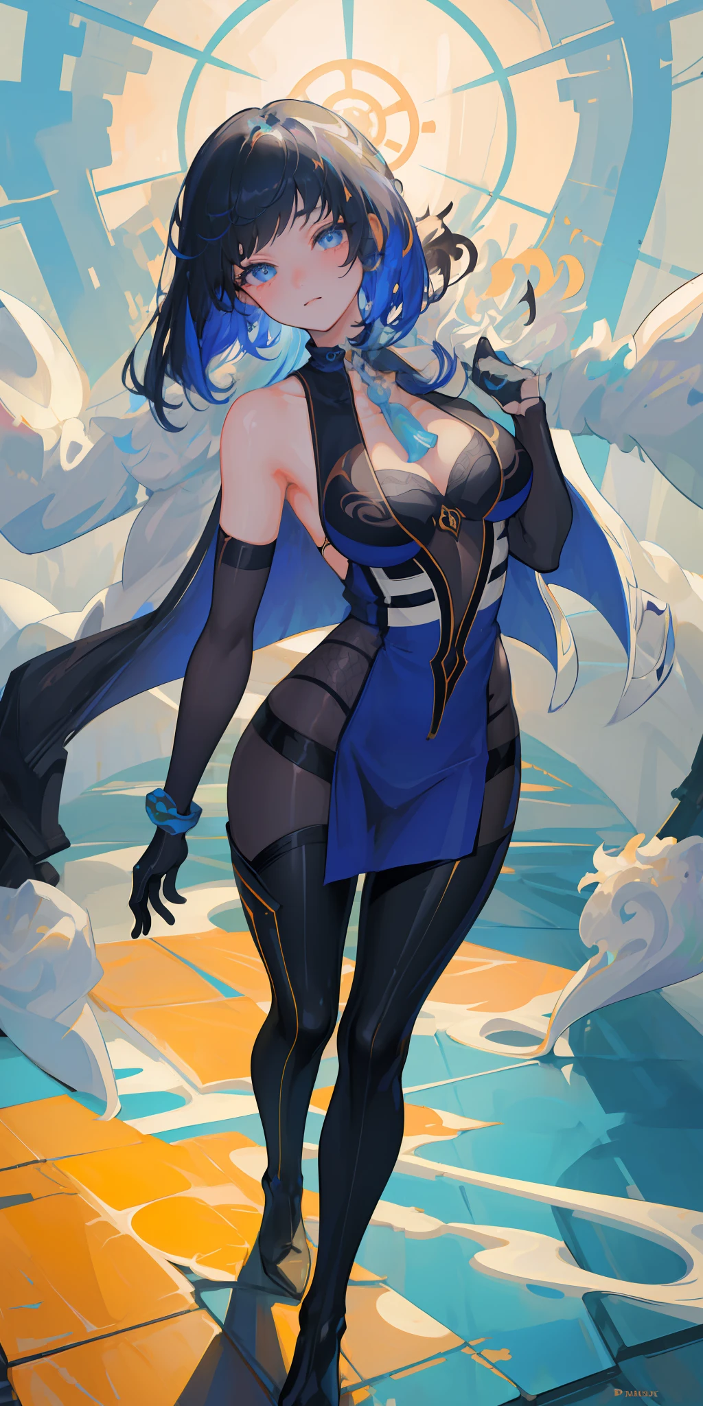 (masterpiece: 1.2, best quality), (finely detailed beautiful eyes: 1.2), (extremely detailed 8k CG wallpaper, masterpiece, best quality, ultra detailed, best shadow), (detailed background), (beautiful detailed face, beautiful detailed eyes), high contrast, (better lighting, an extremely delicate and beautiful), 1girl, ((colorful paint splashes on transparent background, dulux,)), ((caustic)), dynamic angle, beautiful detailed brightness,  Full body, cowboy shot