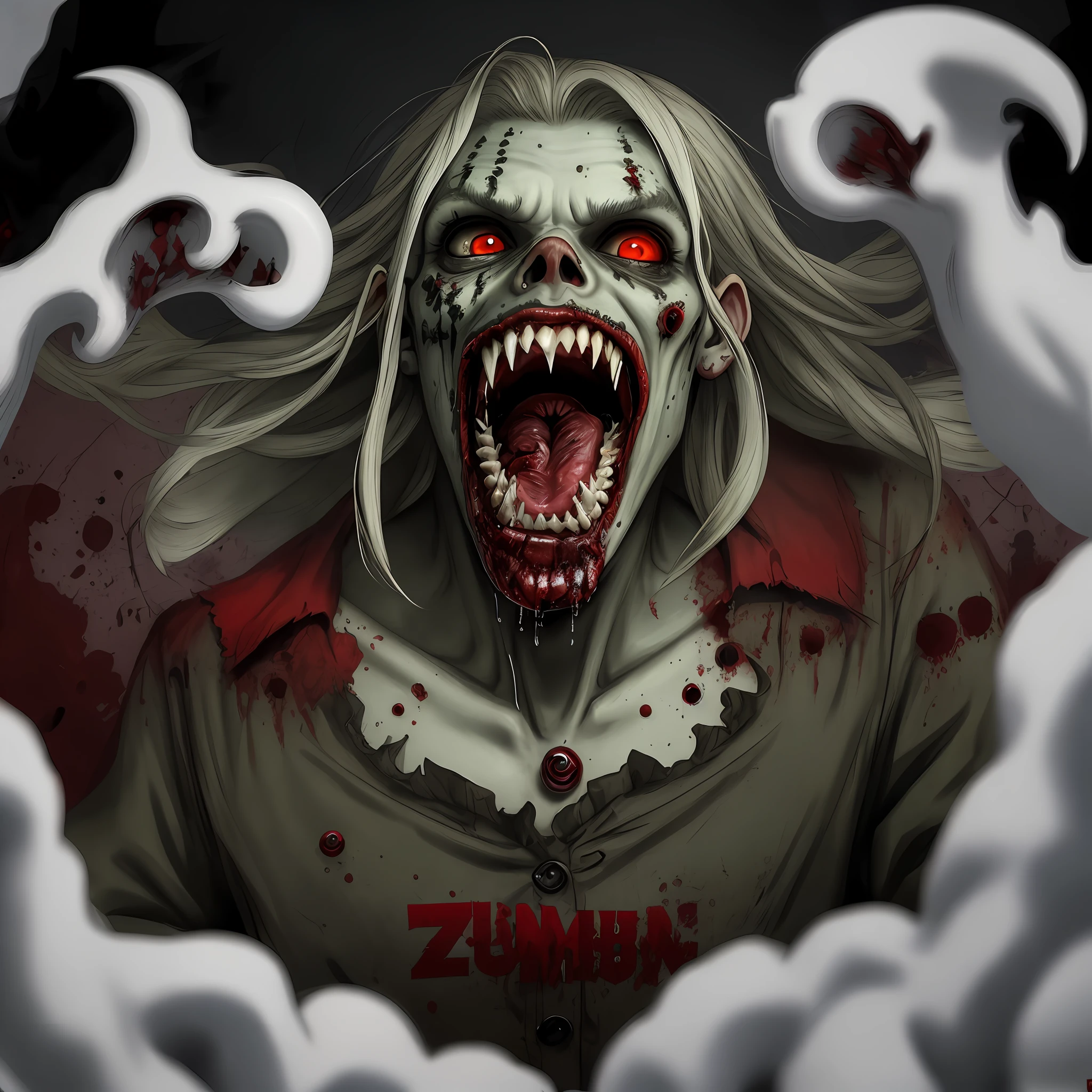 Zombies, fangs, horror, realistic