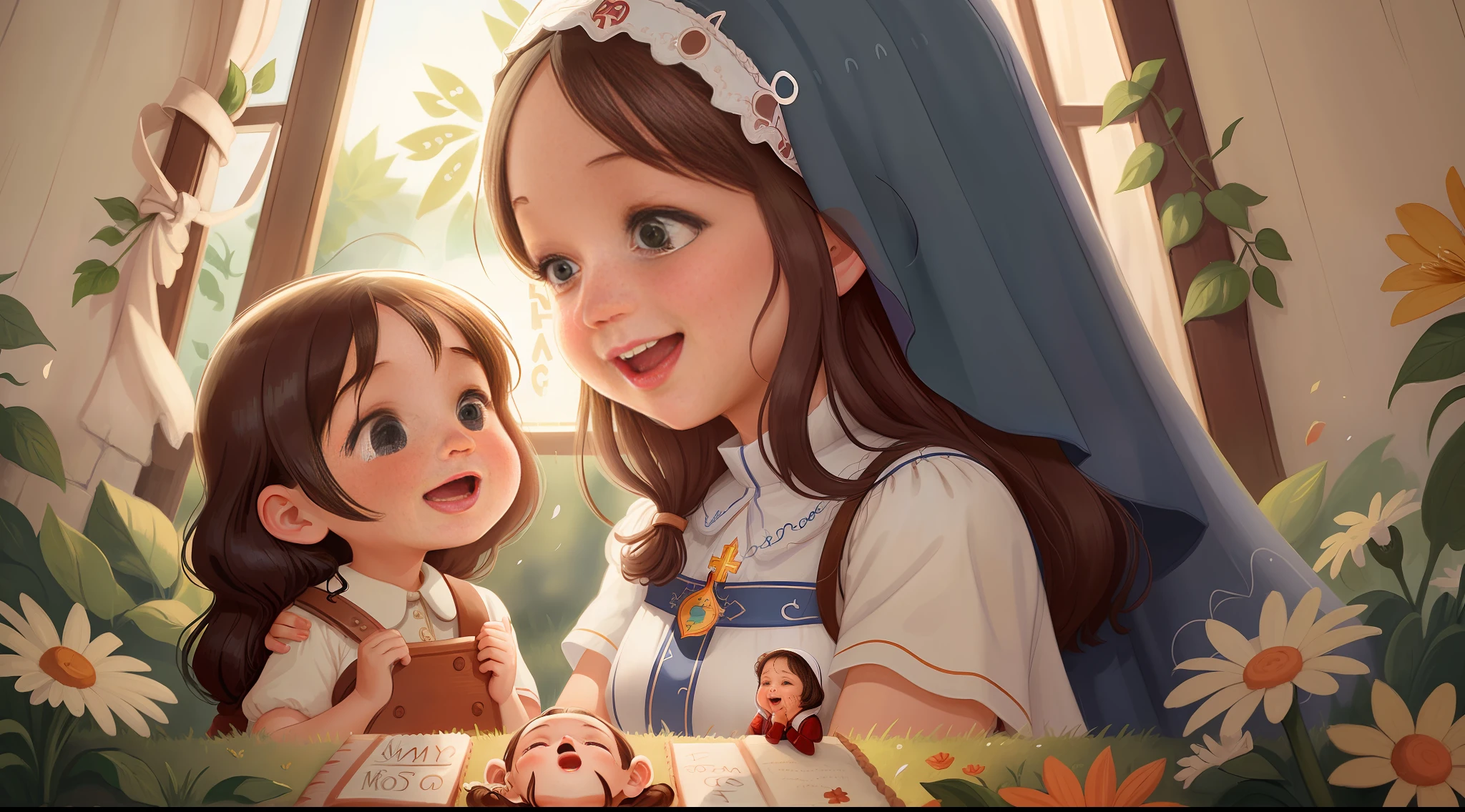 Mother Mary and her little daughter Ana show gratitude and joy with God even in the face of difficulties.