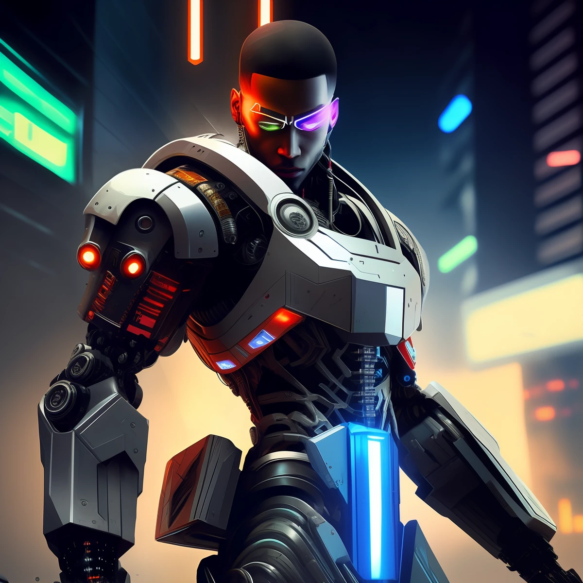 Cyborg Man, Cyberpunk, weapon sem, combat vs robots