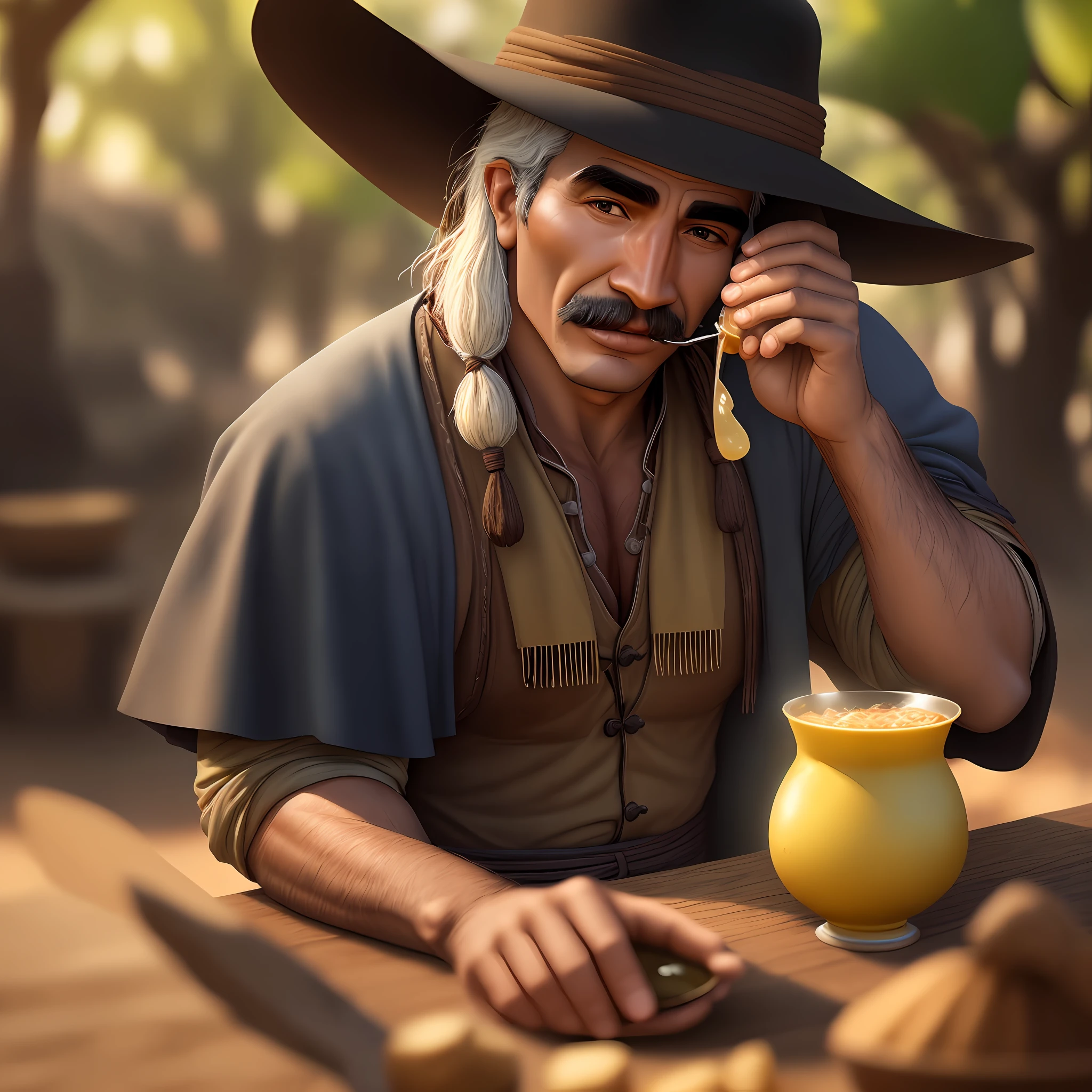 Gaucho drinking chimarrão, 8k quality, cinematic focus