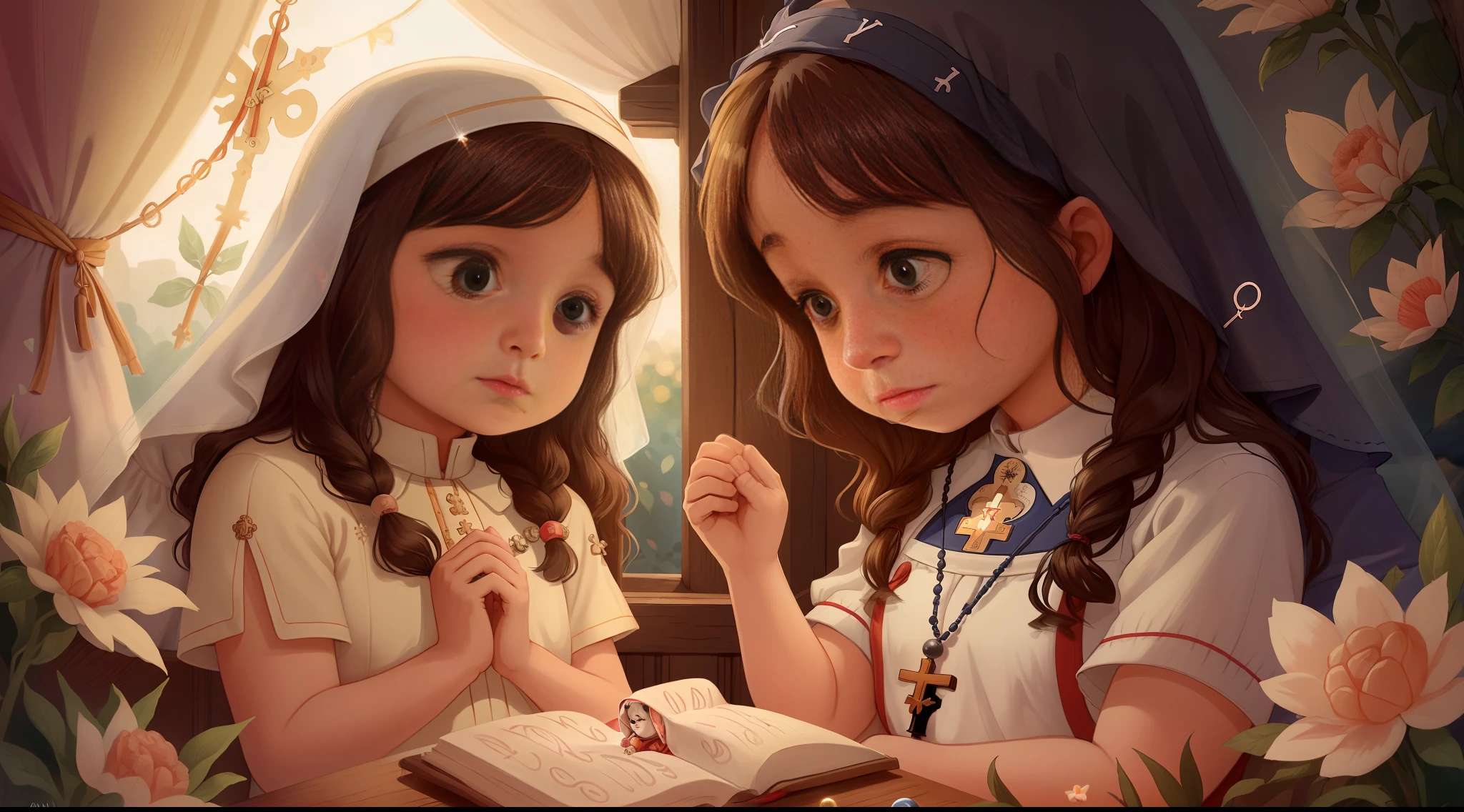 Mother Maria and her little daughter Ana praying the rosary por thank God for all they have received and share their story