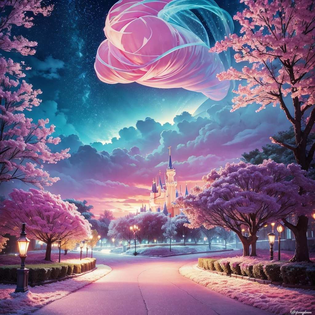 (Fluorescent Color: 1.4), (Translucent: 1.4), (Vintage Filter: 1.4), (Fantasy: 1.4), Candy World, Disneyland, Ethereal Soft, Fluffy Soft Landscape, Forest Snowman, Pastel, Pink Sky, Green, Blue, Sparkle, Ethereal Light, Pastel, Whimsical Light, Rainbow Stars, Diamond, Sparkling Gemstones, Background, Ultra Realistic, Ultra Quality Cinematic Lighting, Huge Detail, Full HD Painting, Well Lit, 1Girl