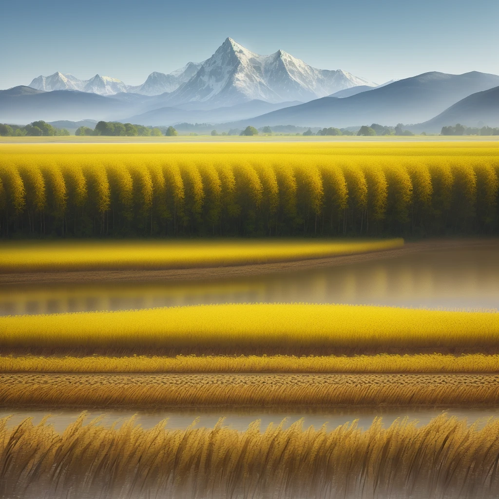 Yellow millet fields, no humans, birds, mountains, woods, rivers, clear, realistic, best quality, masterpiece, color difference, realistic, very detailed