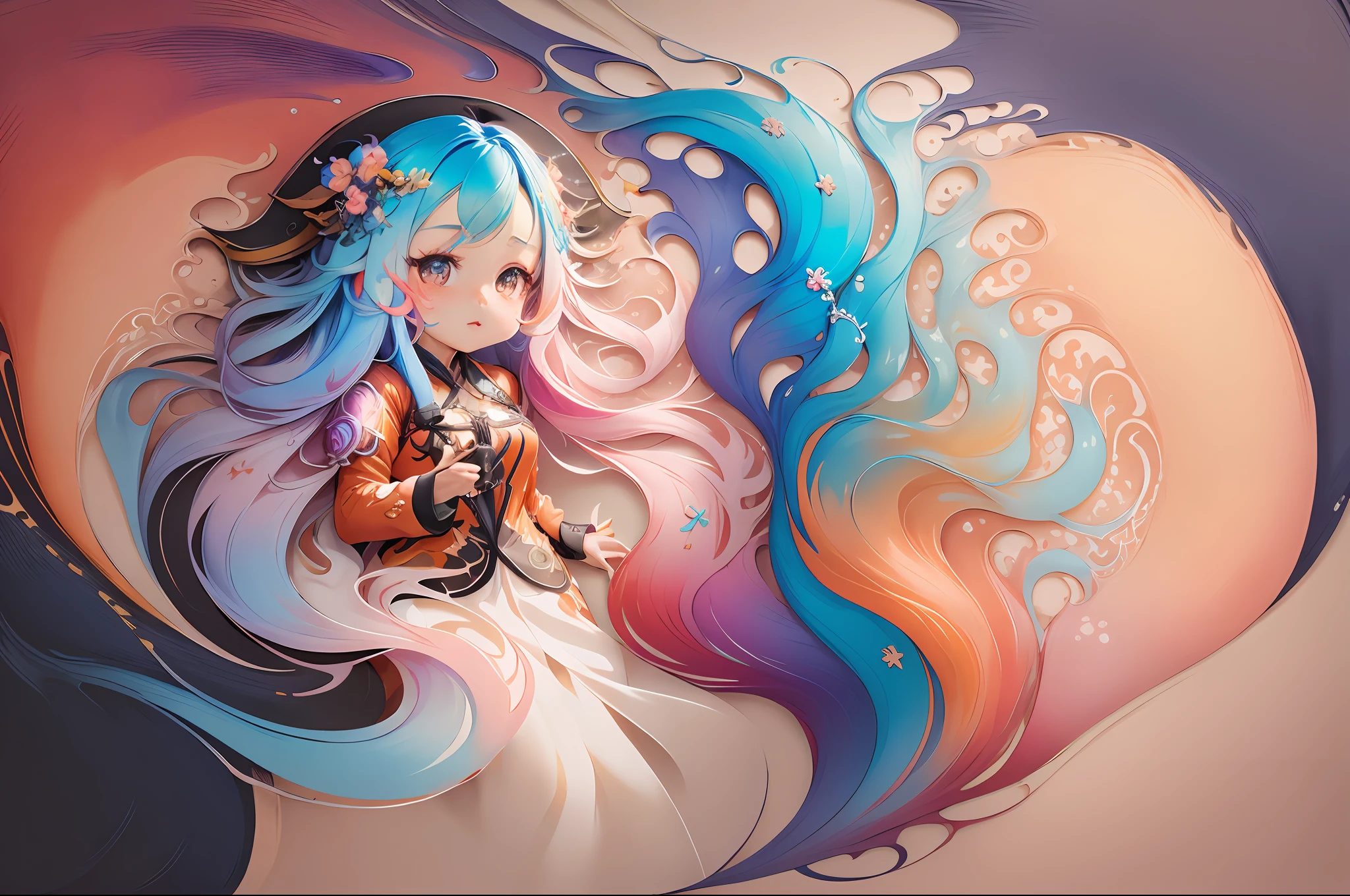 splash00d, girl, very long hair colored, (cute:1.6)