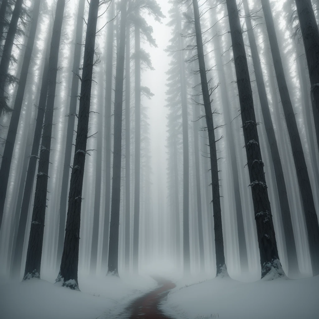 frozzen, forest, silent hill, fog, pine woods, day