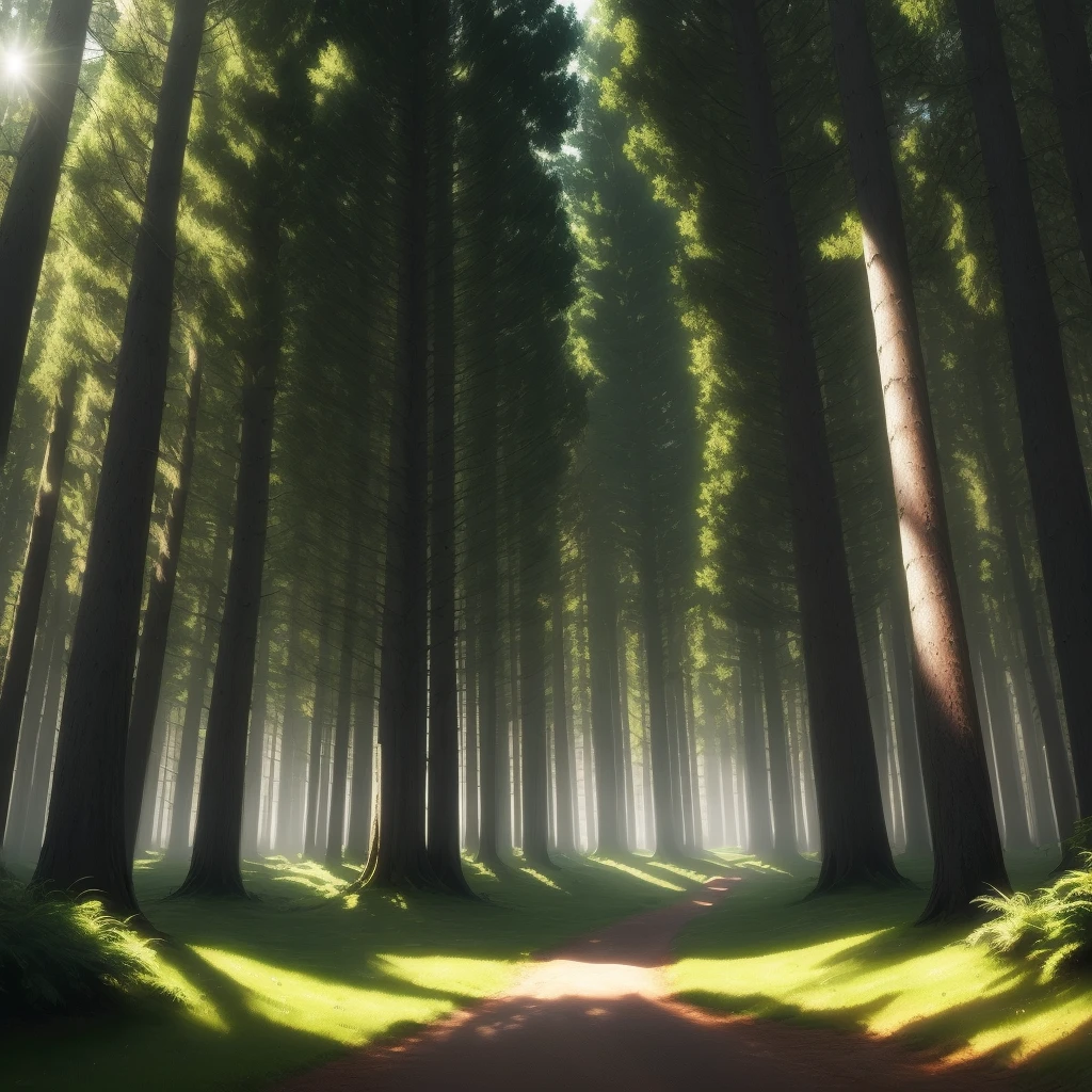 Create a wallpaper in 1360 x 768 format with the theme of a shadow forest