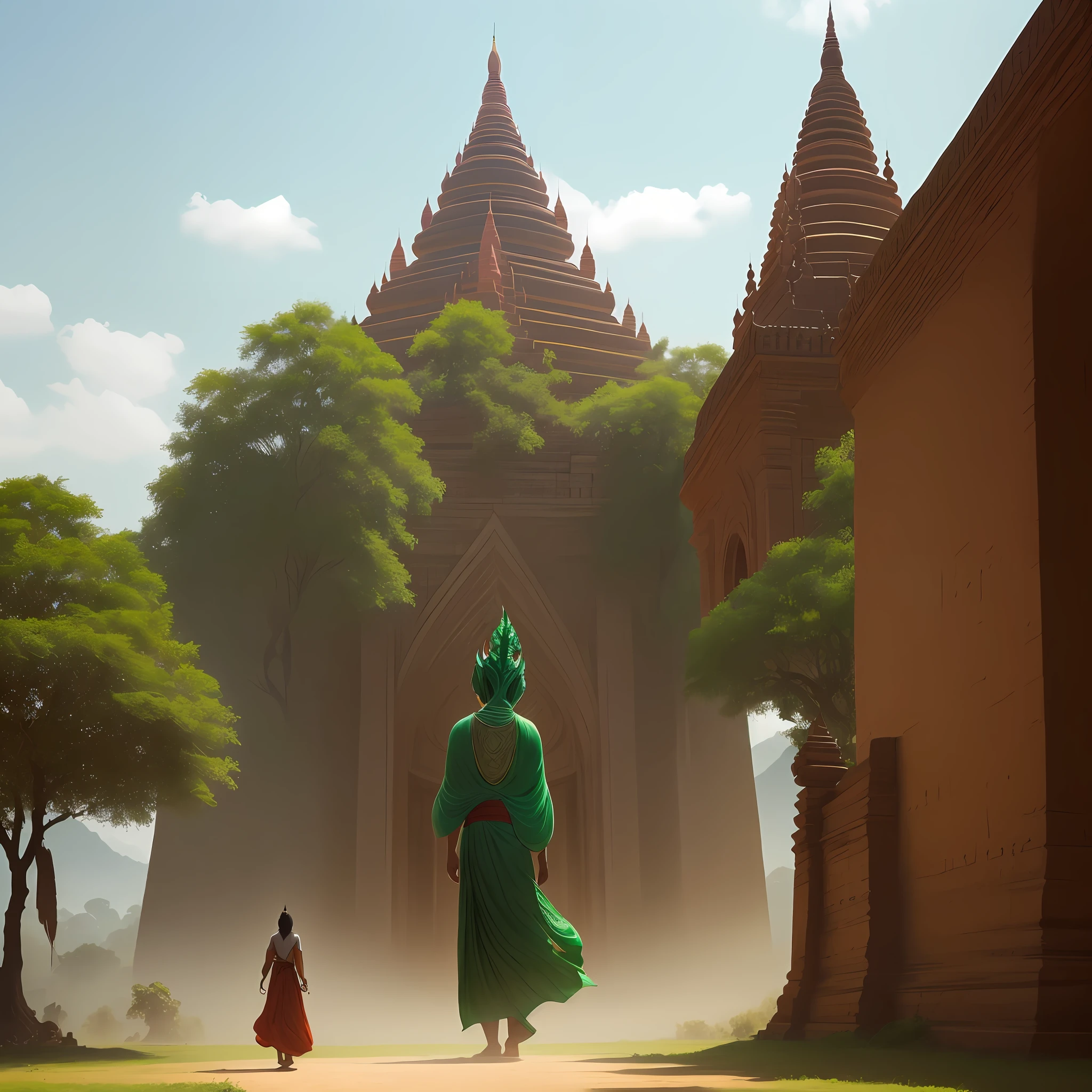 In the enchanting land of Myanmar, amidst the ancient city of Bagan, a legendary creature emerges from the depths of mythology. Behold, the Burmese Monster—a fearsome beast of unimaginable power and mystique. Its towering presence casts a shadow over the verdant landscapes, while its vibrant green hue captivates all who dare to gaze upon it. As you stand before the awe-inspiring Bagan palace, its grandeur serves as the backdrop for this extraordinary encounter. Write a tale that unravels the secrets of the Burmese Monster, exploring its origins, its role in local folklore, and the daring adventure that awaits those who seek to uncover its mysteries. Will you be the one to unlock the ancient riddles and reveal the true nature of this captivating creature