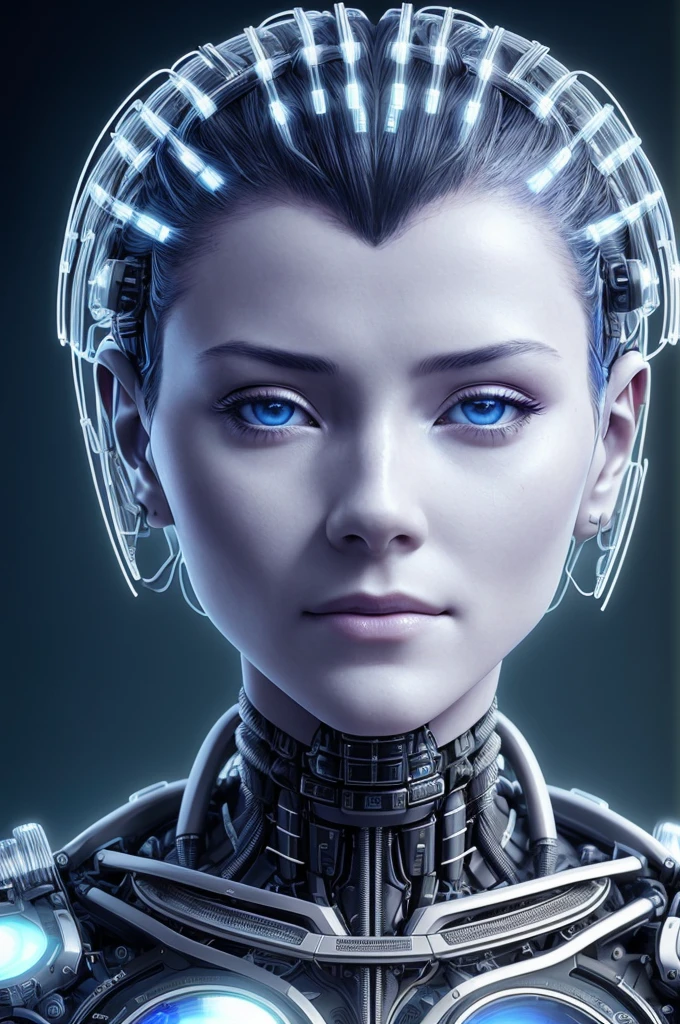 Electronic Systems On-Head Humanoids |Cyborg Woman| With a detailed brain that you can see| With a delicate heart that can be seen| Muscle Detail Wire | Human flesh-colored skin| Biopunk| Cybernetics | Cyberpunk | Canon M50| 100mm| Sharp Focus | Gently| Hyperrealism | Very detailed| Intricate Details | Vascular Expression |