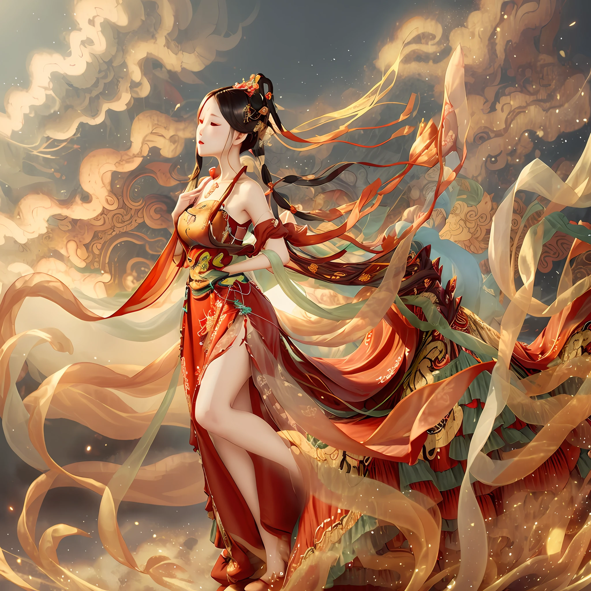 No wings on dress cover, no dress cover, short dress, neckline, new clothes, oriental clothing, fingers closed, hands closed