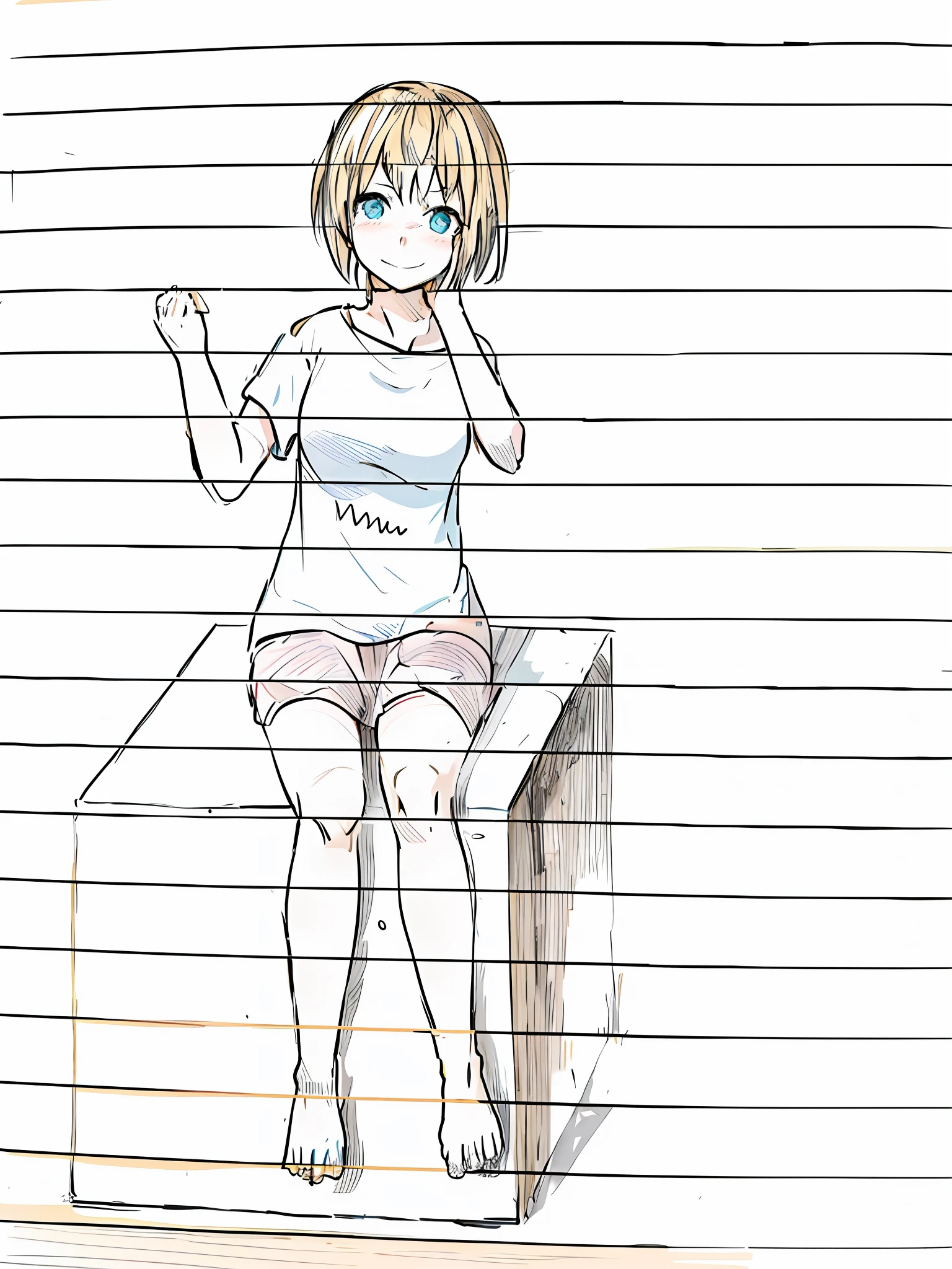 drawing of a girl sitting on a bench with her hand up, anime sketch, an anime drawing, a manga drawing, an anime girl, anime pose, sitting on a table, the anime girl is crouching, faded drawing, anime girl, casual pose, anime drawing, anime shading), simple drawing, manga drawing, inspired by Rei Kamoi, full body!!