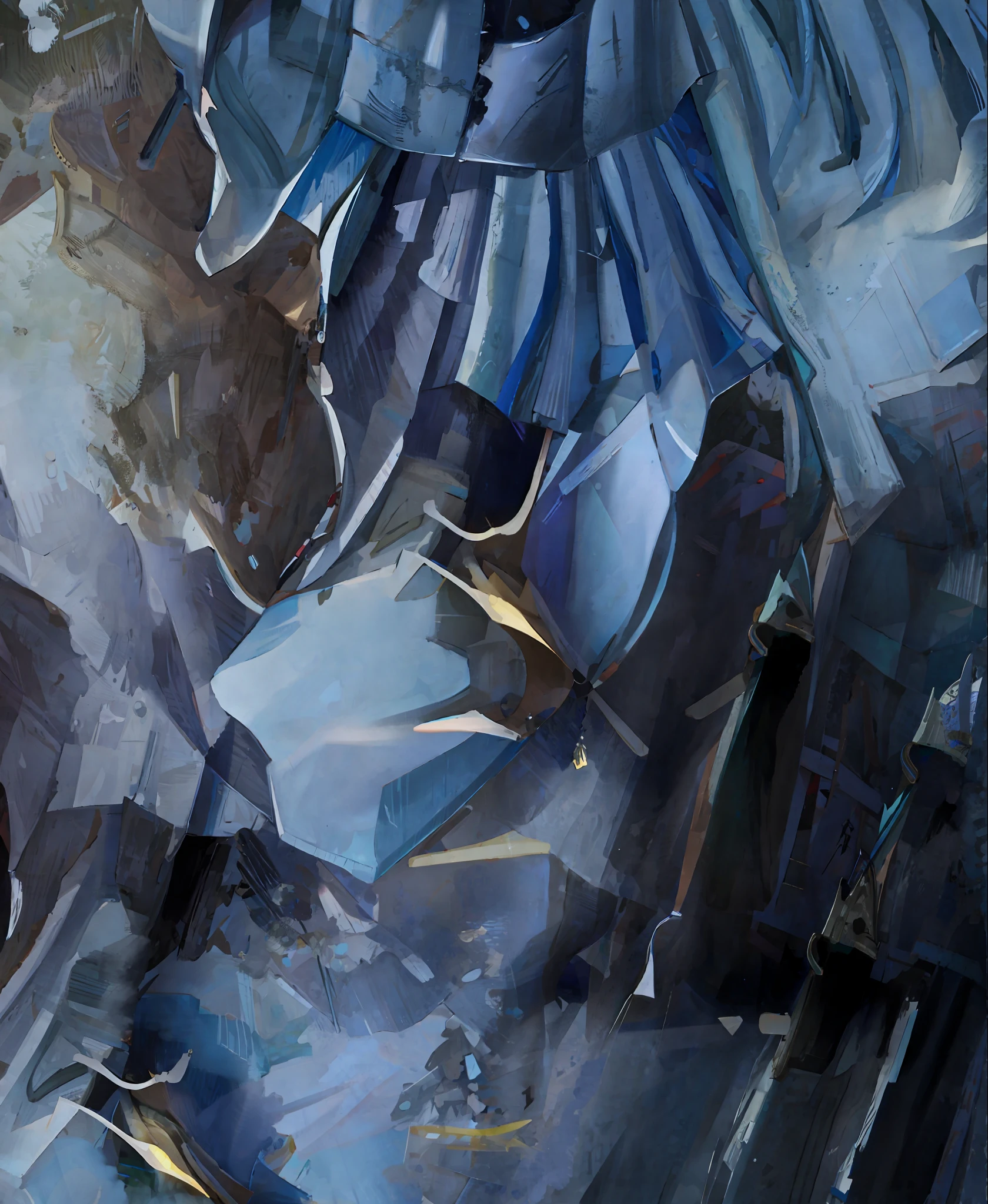 anime character with a blue dress and a sword in a snowy area, low detailed. digital painting, ultra detail. digital painting, very detailed digital painting, high detail digital painting, detailed face background detail, twisted turn of fate abstraction, detailed digital anime art, detailed digital painting, dark but detailed digital art, the brittle. digital painting, immense detail