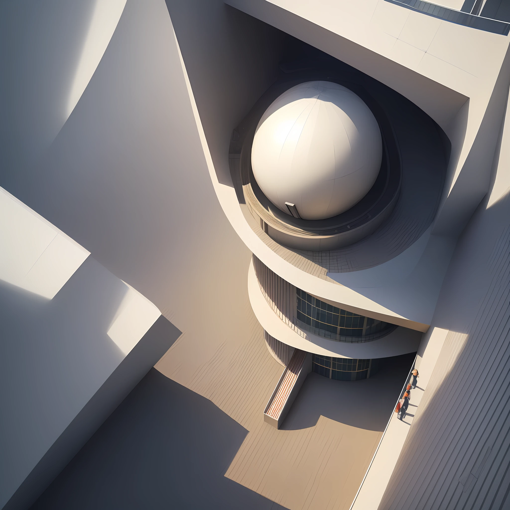 Magnificent architecture, isometric view, orthogonal view, modern architecture, 8K, modern science and technology museum, afternoon sun, globe and astronomical telescope on the roof,