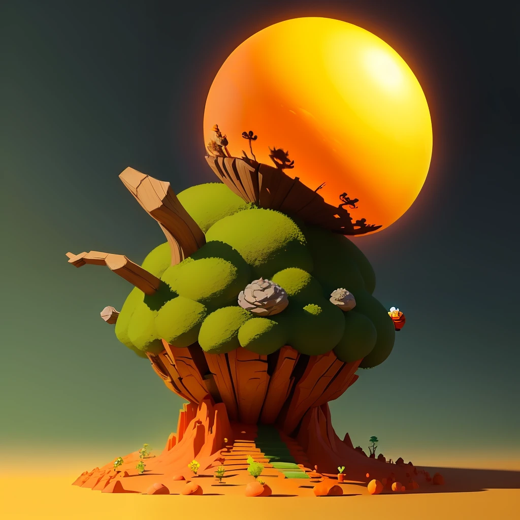 an anthill made from dragon balls animation,master roshi, fantasy,upscales