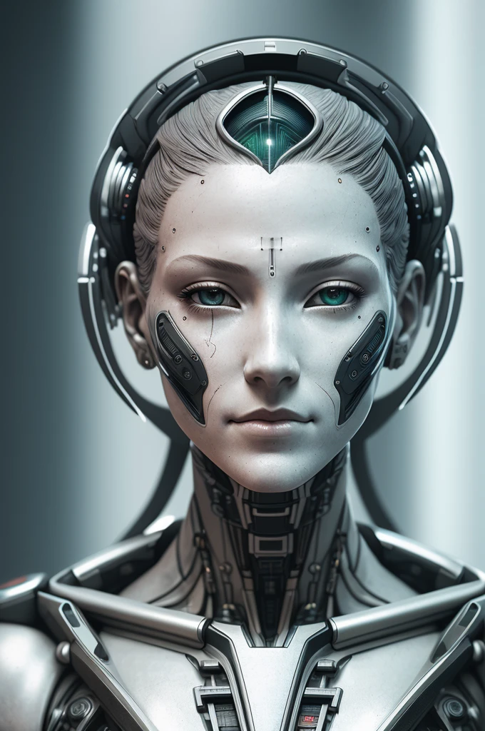 Cyborg Woman | Attractive female face | Michelangelo's sculptures | Flesh-colored facial skin | Electronic Systems On-Head Humanoids | Detailed Brain in Sight | Detailed Vascular | Biopunk | Cybernetics | Cyberpunk | Canon M50| 100mm| Sharp Focus | Hyperrealism | Very detailed| Intricate Details | Profile |