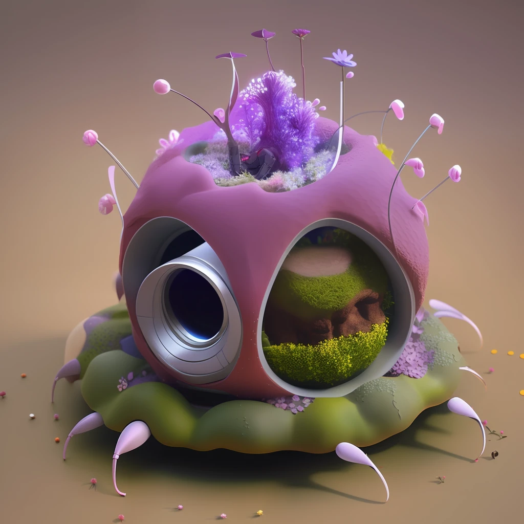 Ultraman shaped ant nest, futuristic ant habitat, nest covered with flowers, 3d, fantasy