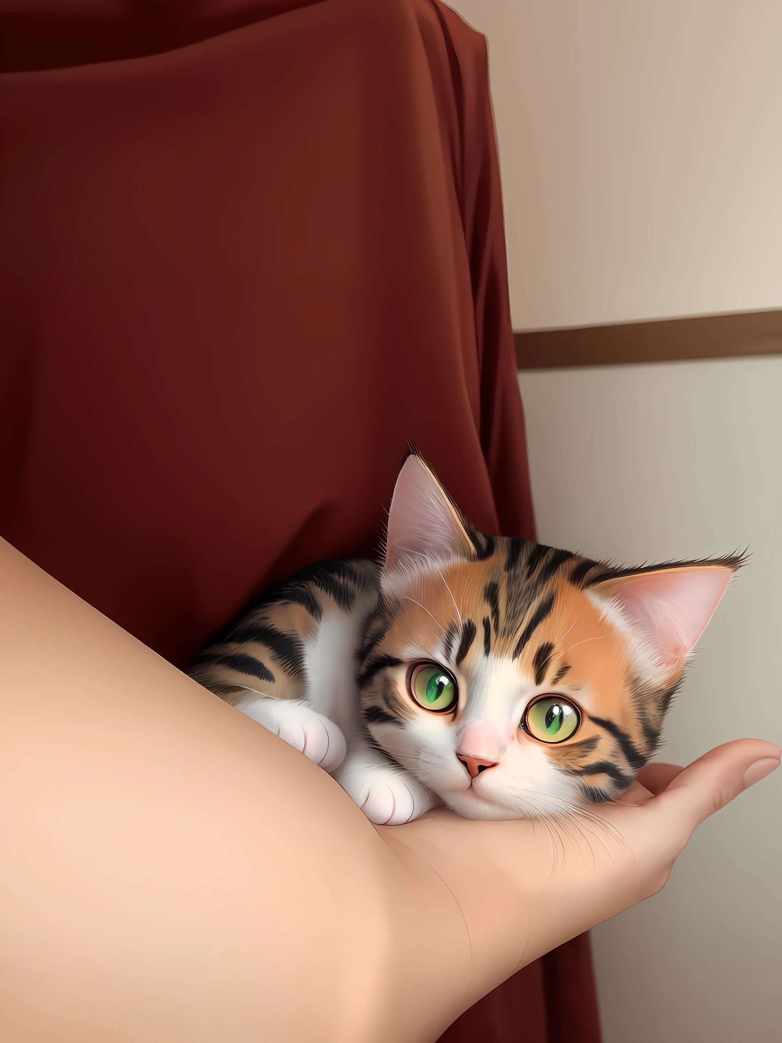 Cute cat, gorgeous cat, half orange face, green eye