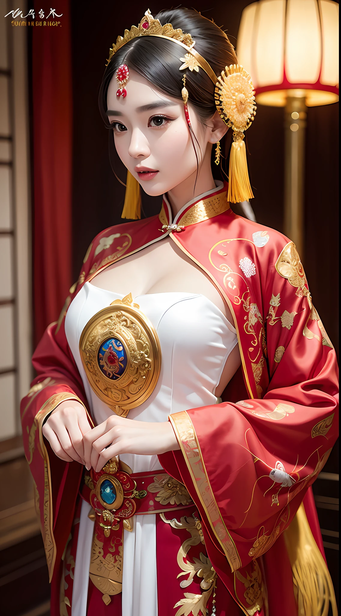 (8k, RAW photo, best quality, masterpiece:1.2), (realistic, photo-realistic:1.37),1girl,araffe woman in a colorful dress and headdress posing for a picture, ornate cosplay, beautiful costume, intricate fantasy dress, a beautiful fantasy empress, chinese dress, intricate dress, intricate outfit, traditional beauty, gorgeous chinese model, chinese costume, inspired by Lan Ying, wearing an ornate outfit, traditional tai costume, inspired by Pu Hua, wearing an elegant tribal outfit