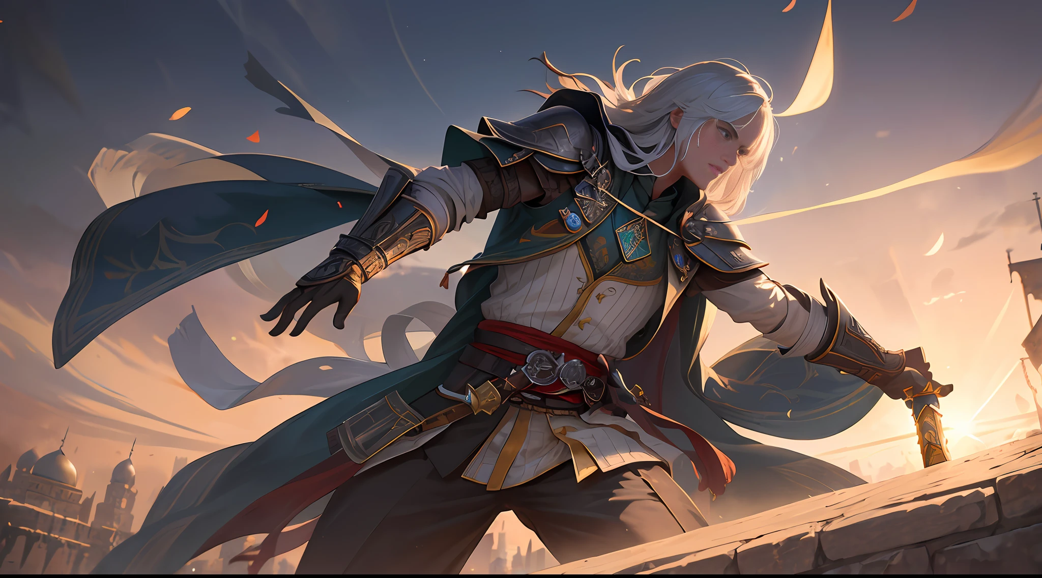(masterpiece: 1.2), best quality, (illustration: 1.2), (determination pose), cover floating in the wind, action scene, (masterfully crafted brightness, lens reflection), (ultra-detailed), hyper details, (delicate detail), (intricate details), (cinematic light, best quality backlights), clear line, an assassin from Assassin's Creed Mirage, (holding blade), assassin in Baghdad, 9th Century Baghdad, (dust in visible air), male, bioluminescent, assassins creed mirage, crowd, assasian suit, sunny, (Dynamic: 1.2), high contrast, (better lighting, extremely delicate and beautiful), ((cinematic light)), colorful, powerful, (cinematic masterpiece), photo shoot, battle scene, gallant, ((caustic)), dynamic angle, beautiful detailed brightness, (captivating),(Intricate Detailed Cinematic Arena: 1.2 ), (in battle), ambient occlusion, ambient light, reflections traced by rays, armor of detailed killer, special attack, ready for battle, Iaijutsu, subsurface dispersal, Post-processing, sword in hand, light blade, legend, powerful attack, ghost noble, Damascus, fist, master swordsman