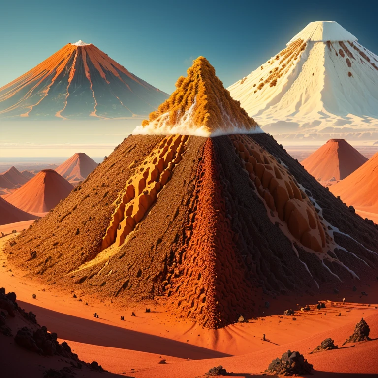 anthill in the form of a volcano with ants