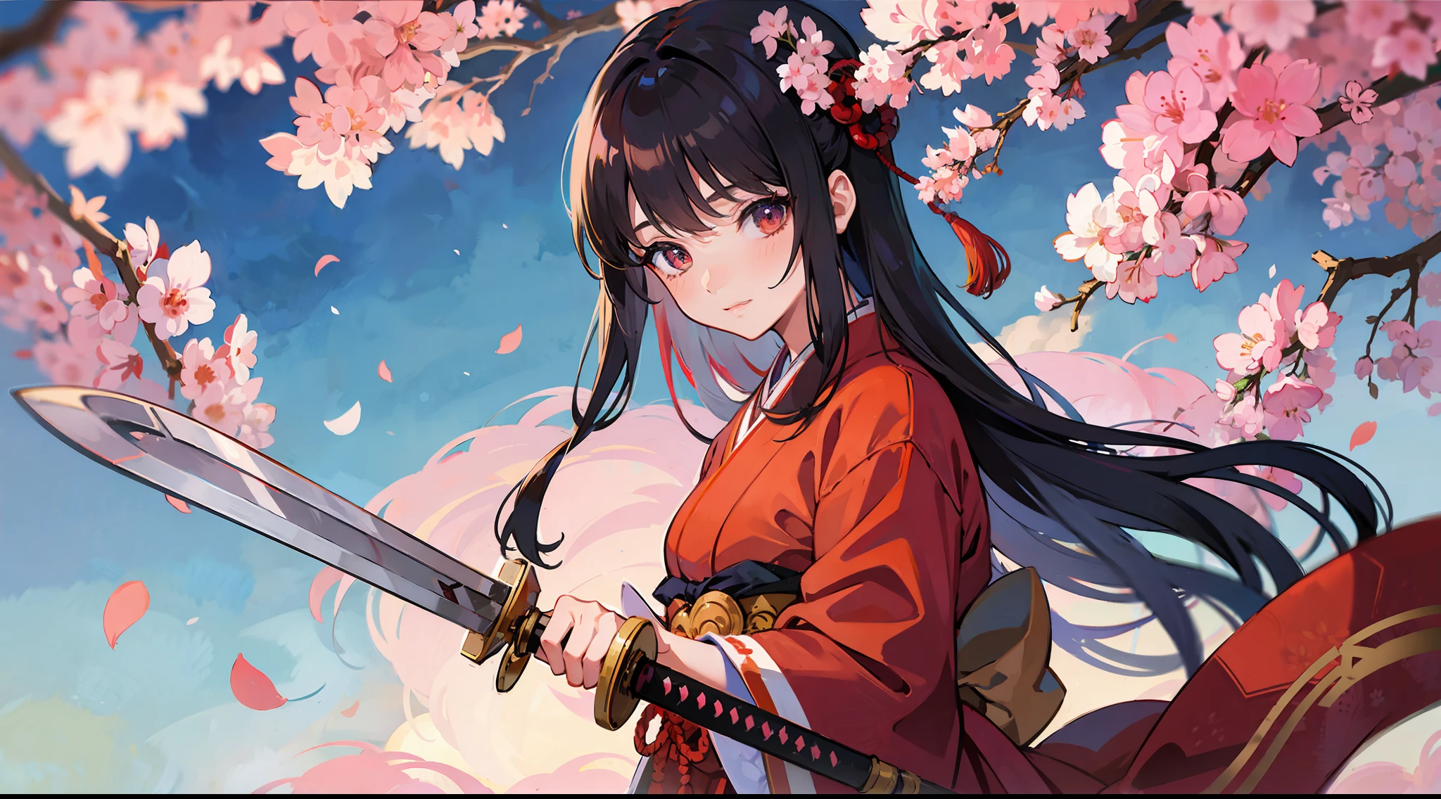anime Japanese woman, traditional attire, sword, character sheet –q 2 –niji